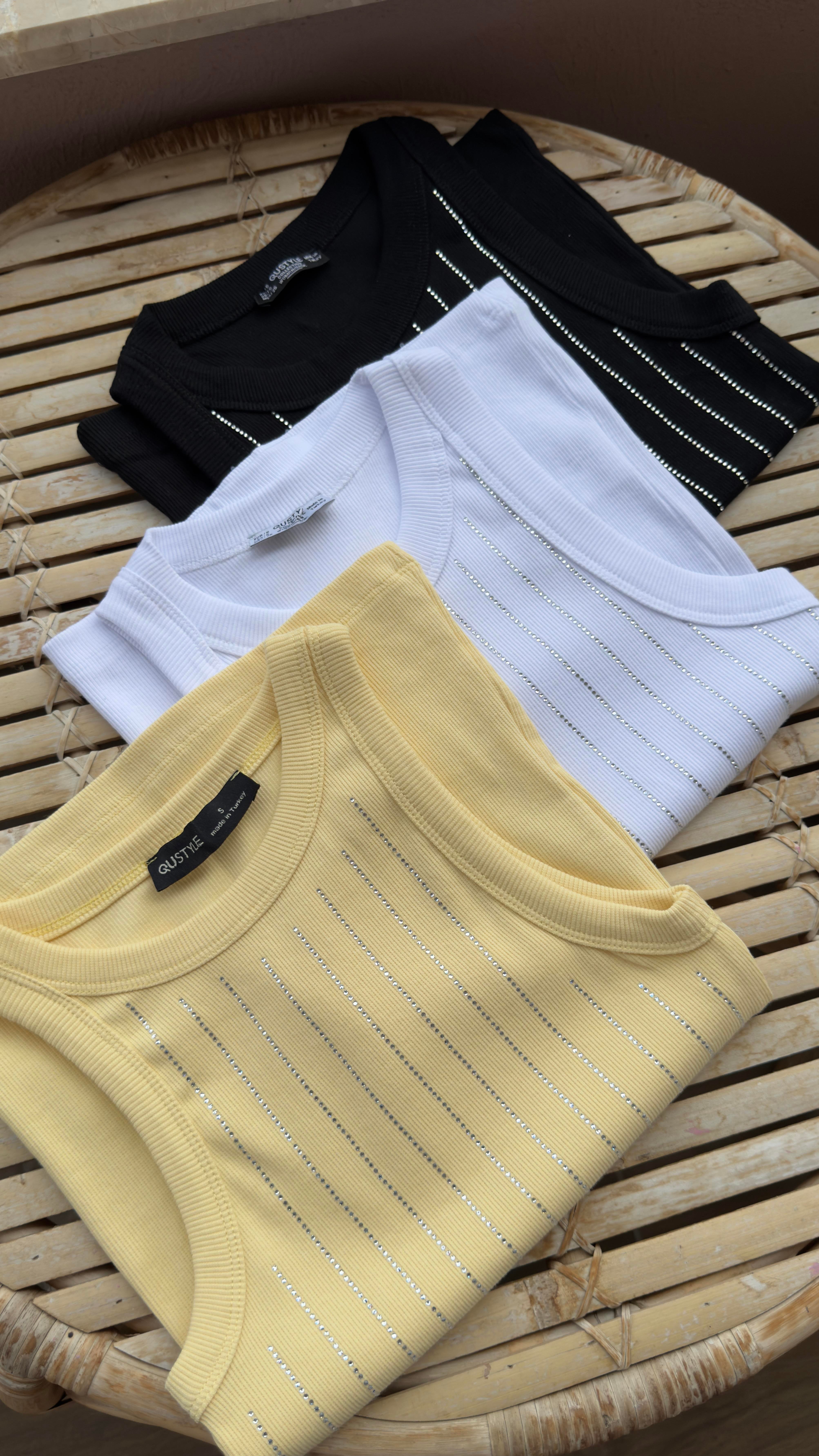 Beyaz Sıralı Taşlı Fitilli Atlet ATLET | NO33