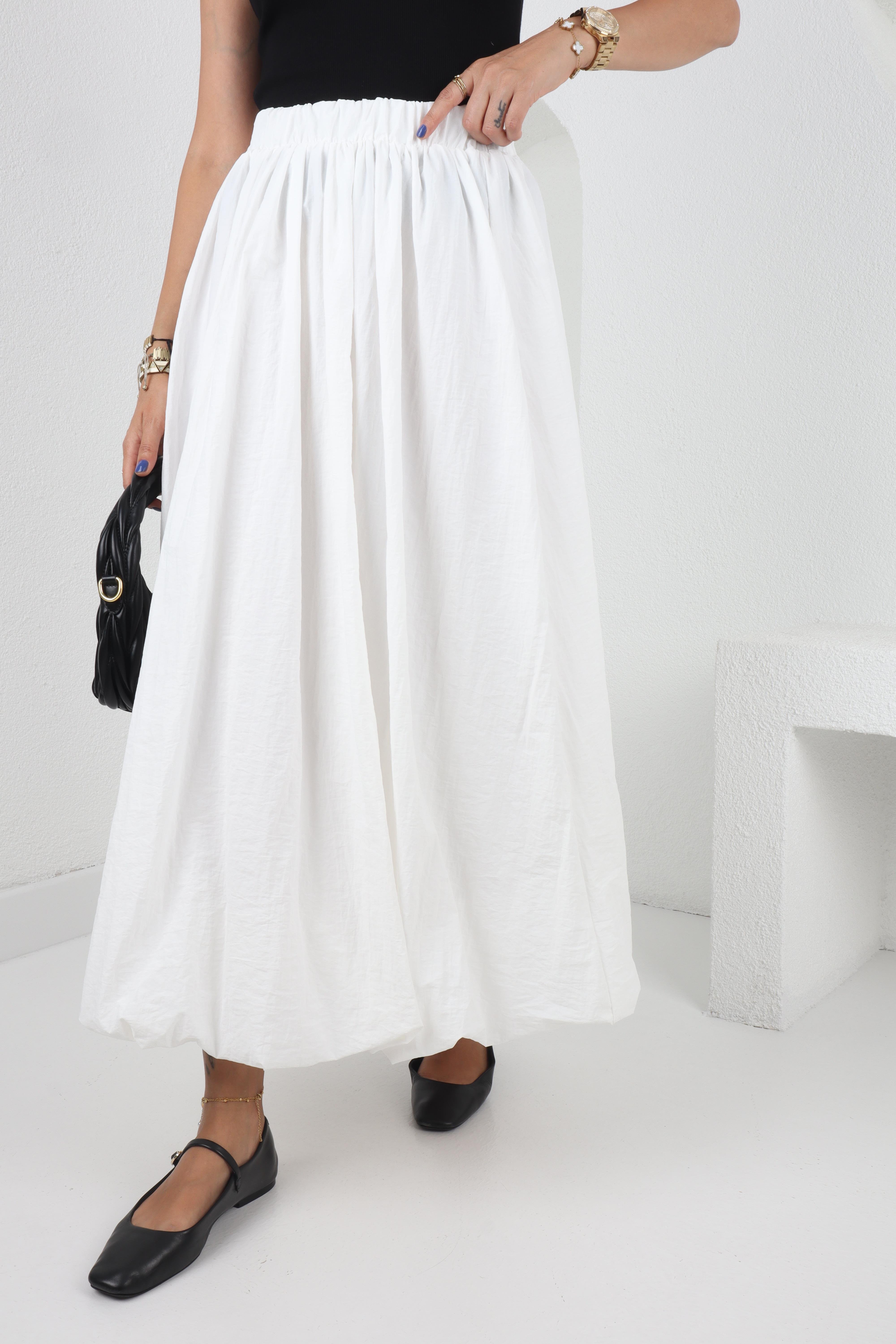 Beyaz Uzun Astarlı Balon Etek ETEK