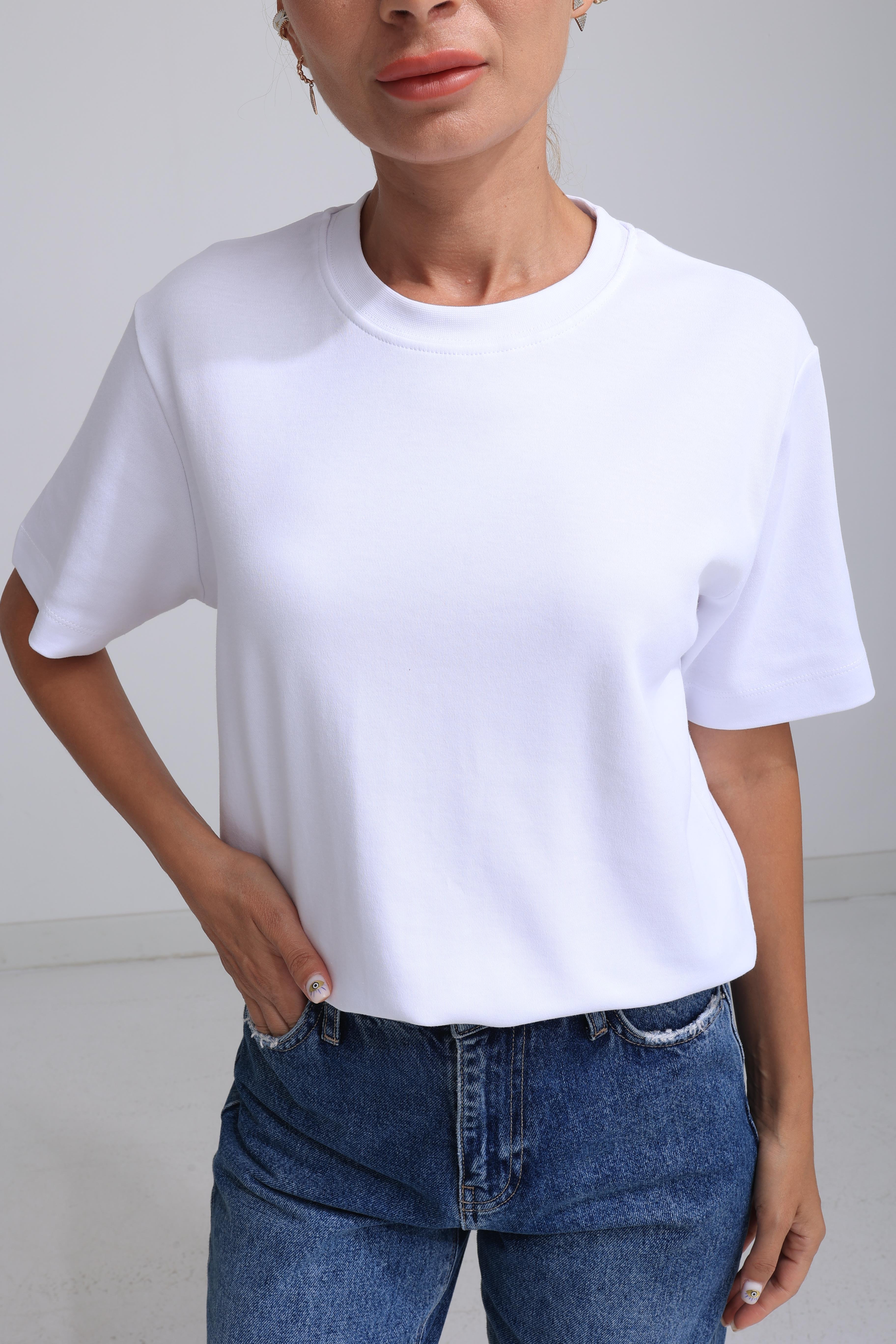 Bisiklet Yaka Beyaz Basic Tshirt T-SHİRT | NO33