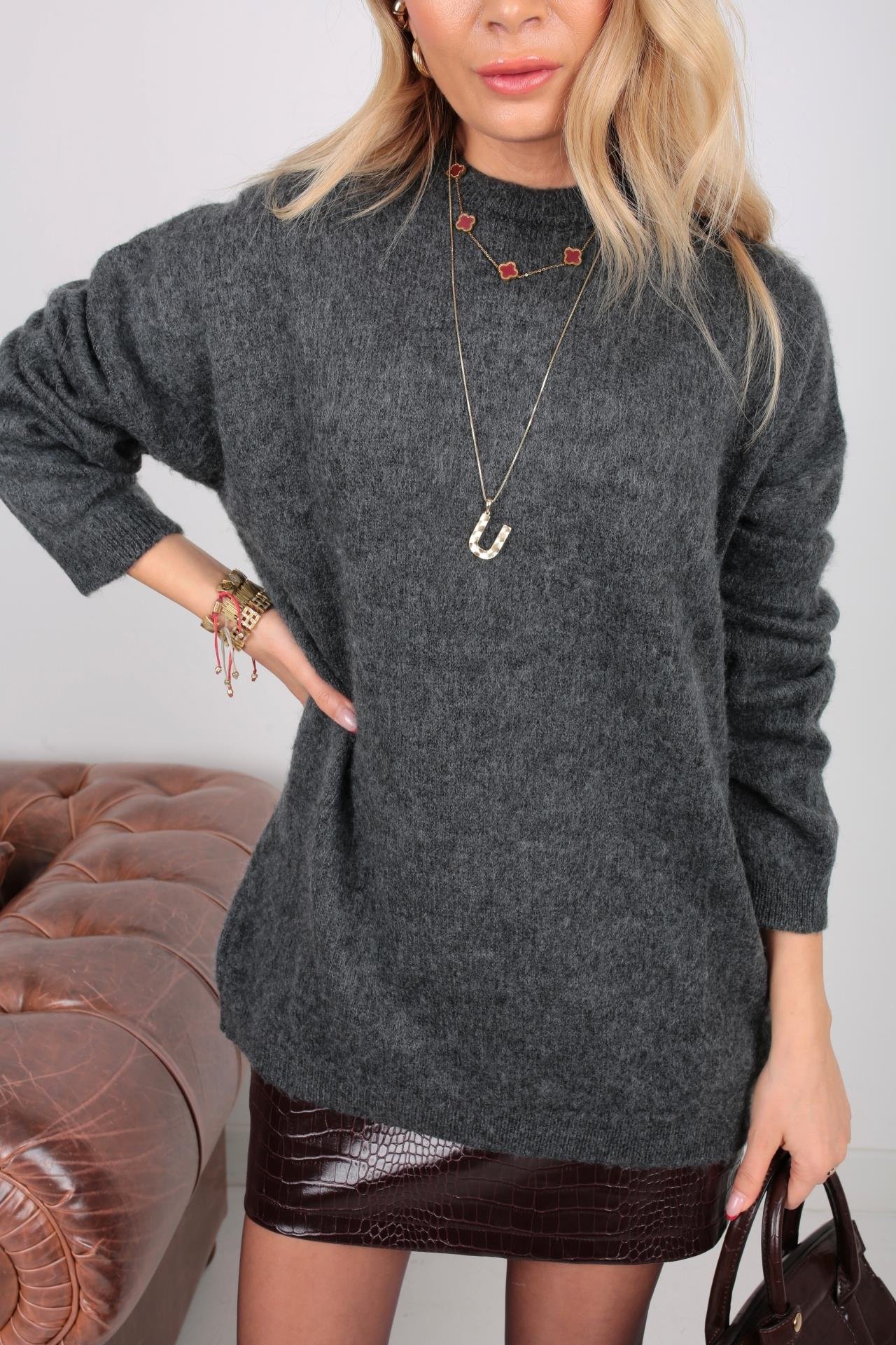 Bisiklet Yaka Füme Basic Kazak TRİKO VE KAZAK