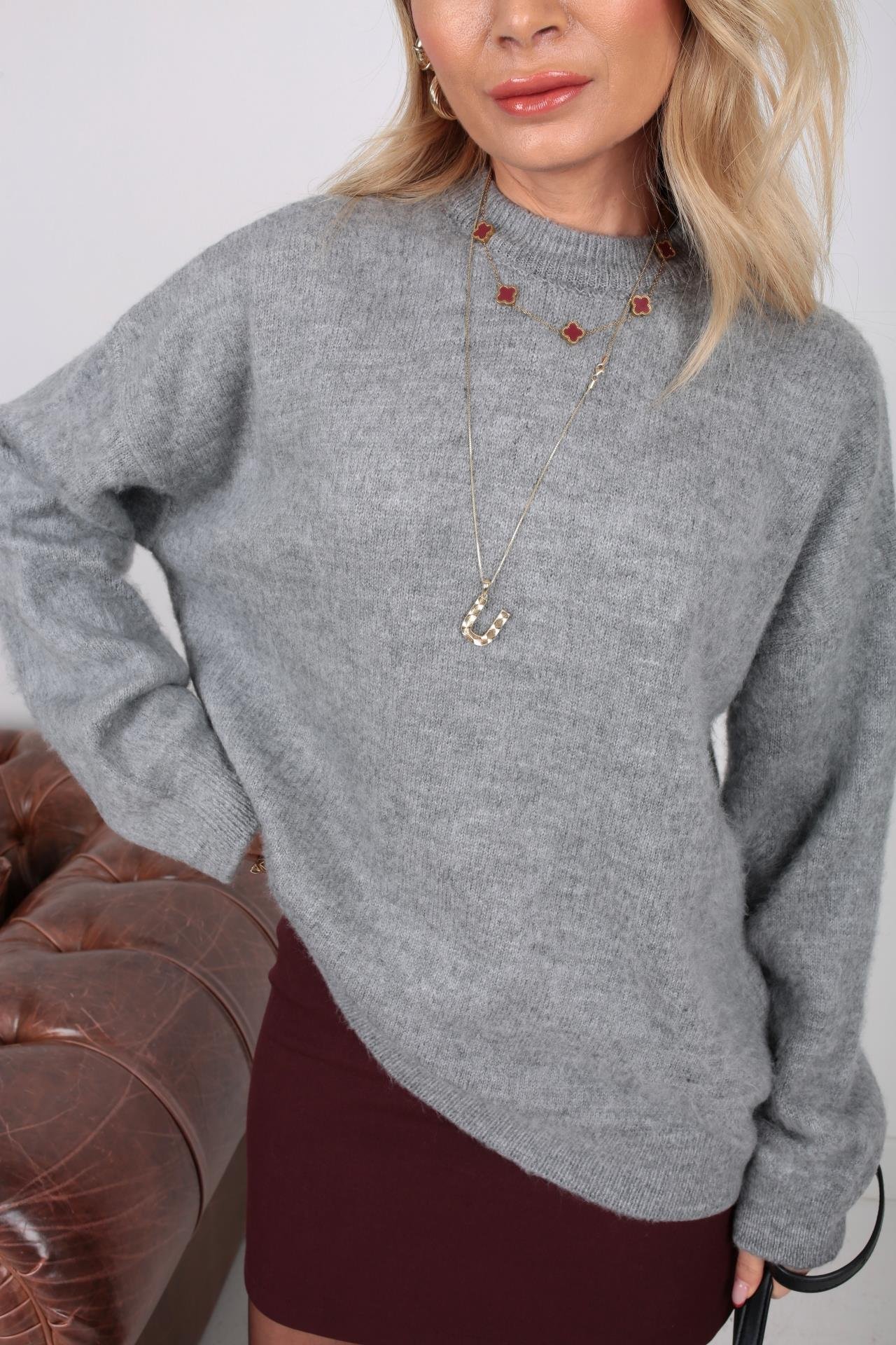 Bisiklet Yaka Gri Basic Kazak TRİKO VE KAZAK