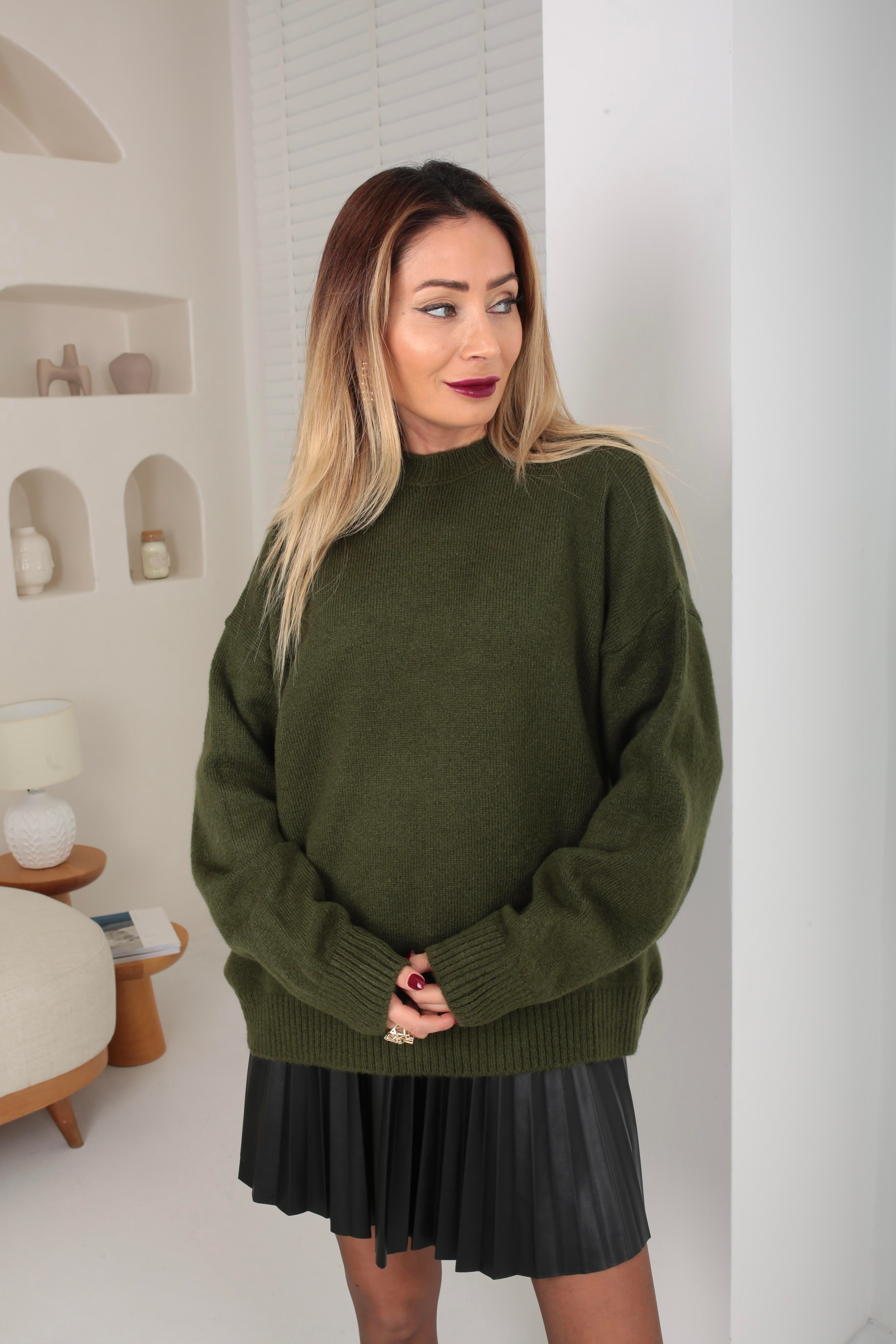 Bisiklet Yaka Haki Basic Kazak TRİKO VE KAZAK