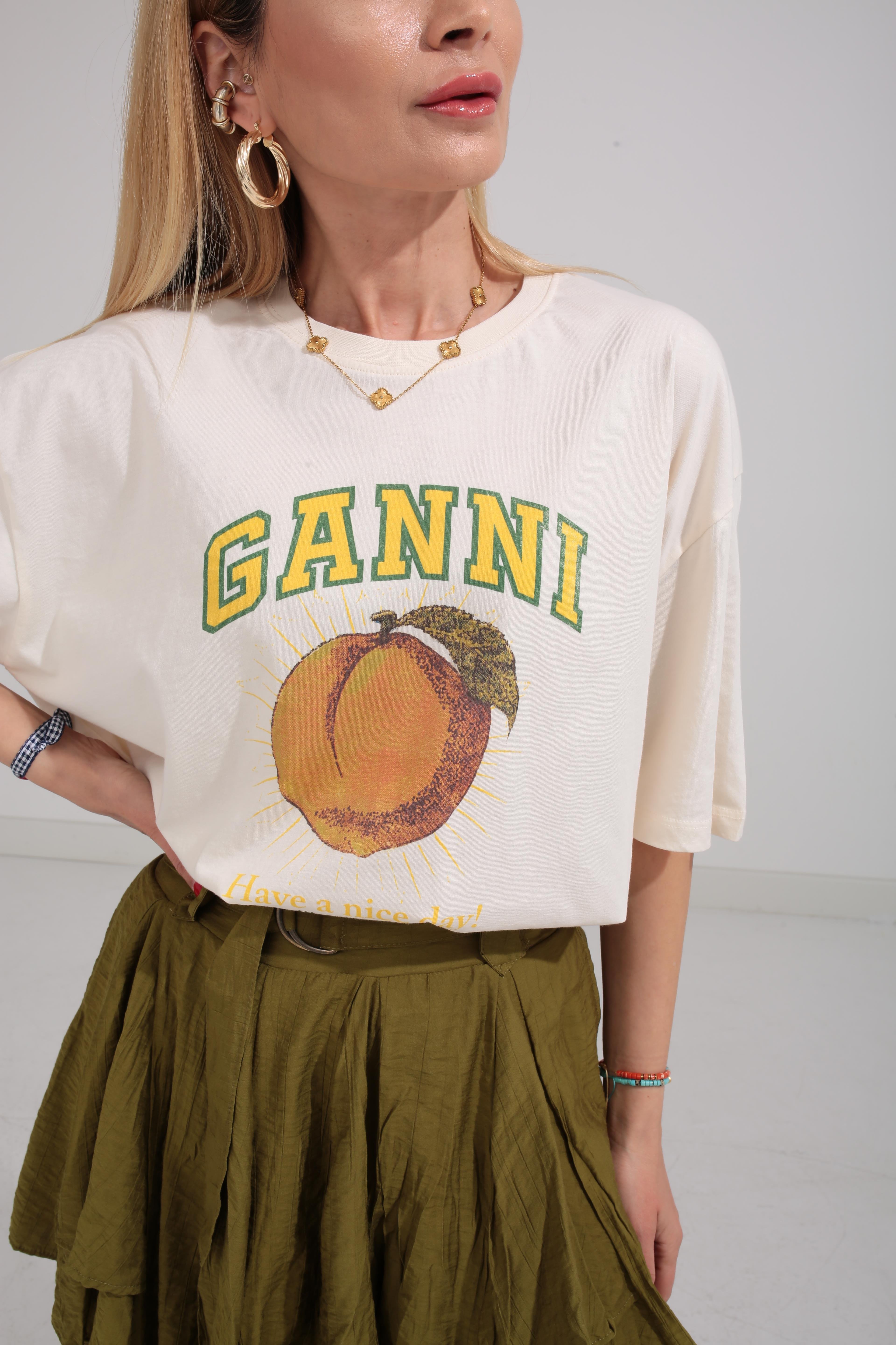 Bisiklet Yaka Kayısı Baskılı  Oversize Tshirt T-SHİRT | NO33