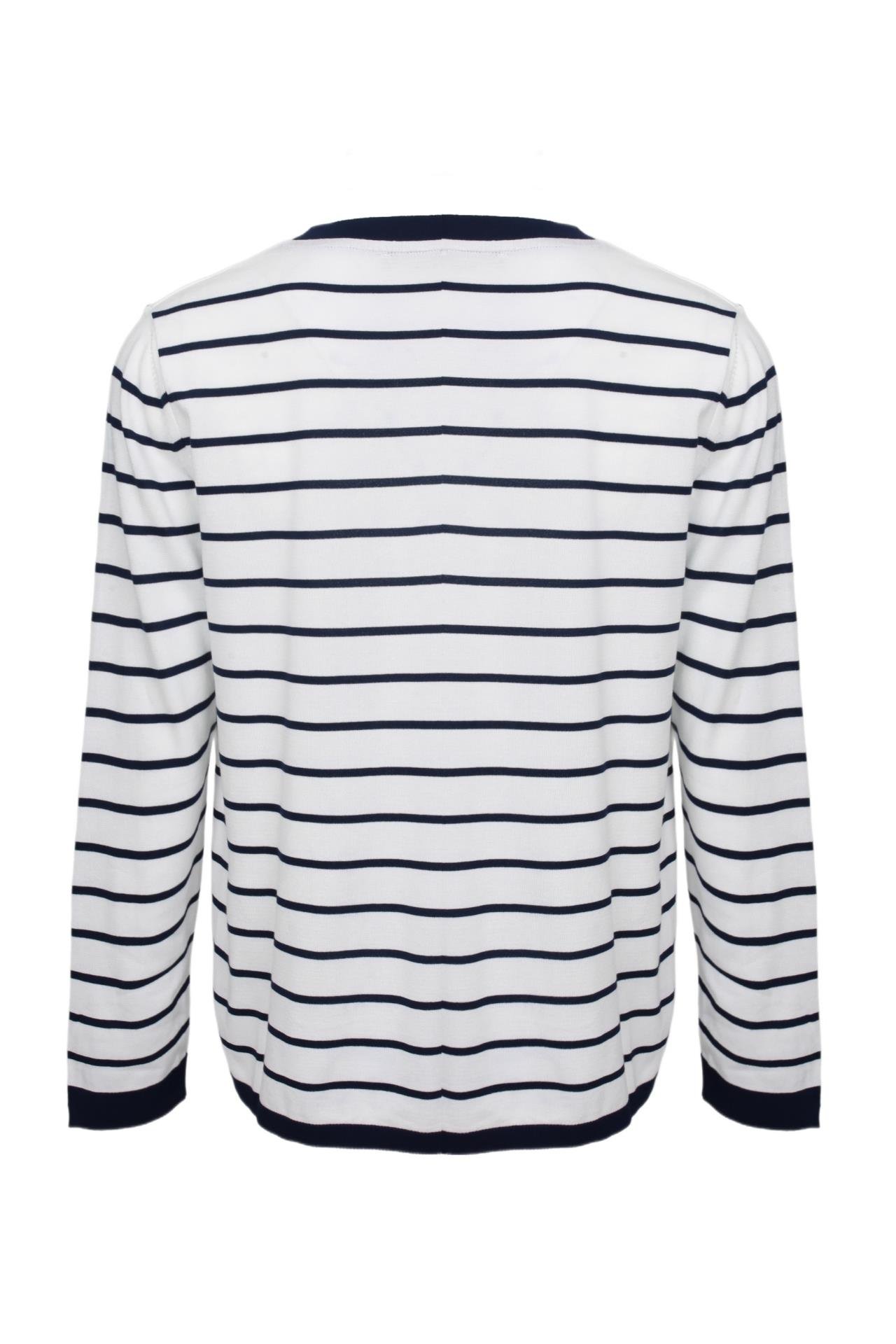 Bisiklet Yaka Lacivert Çizgili Mevsimlik Triko TRİKO VE KAZAK