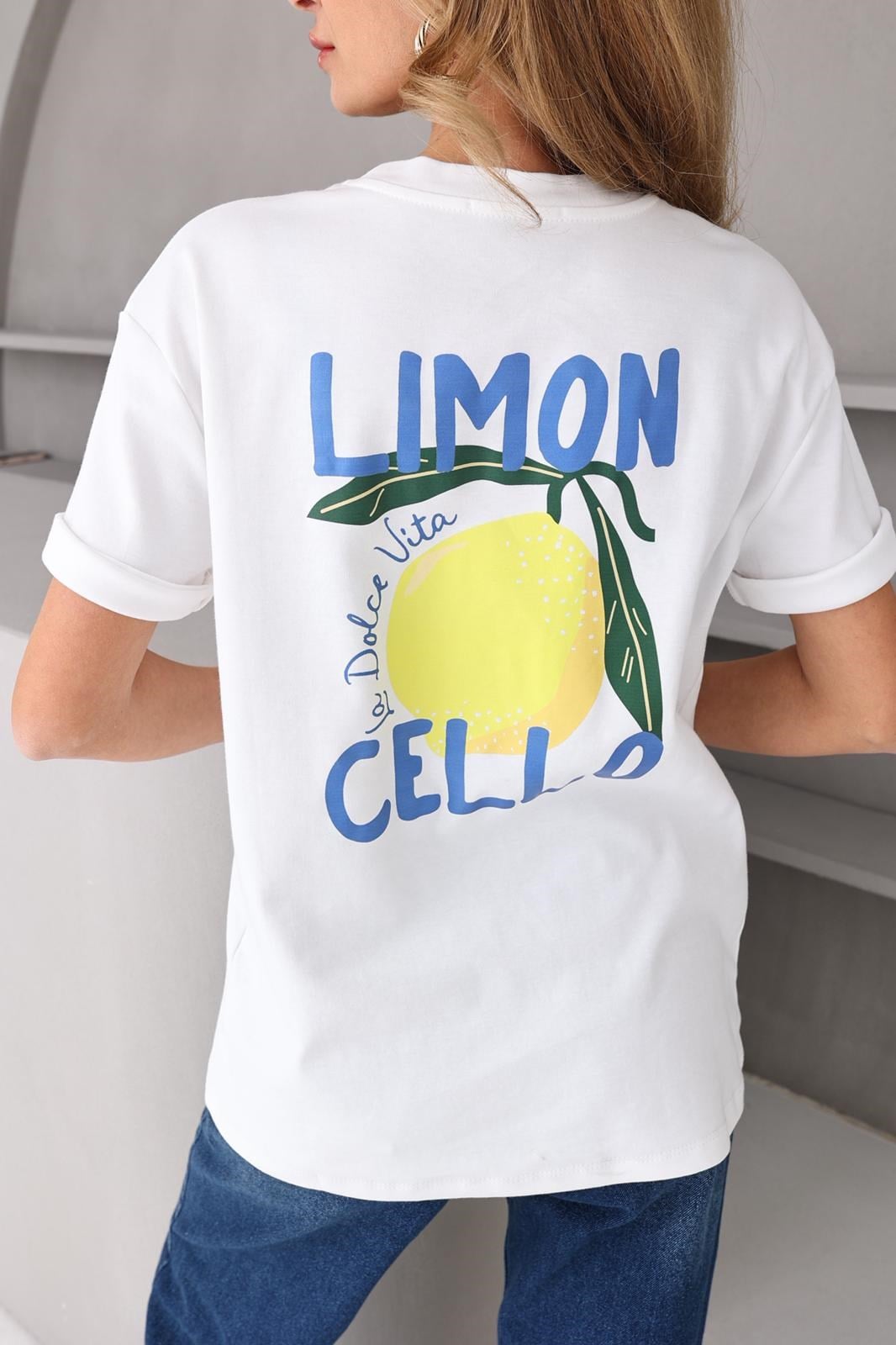 Bisiklet Yaka Limon Baskılı Tshirt T-SHİRT | NO33