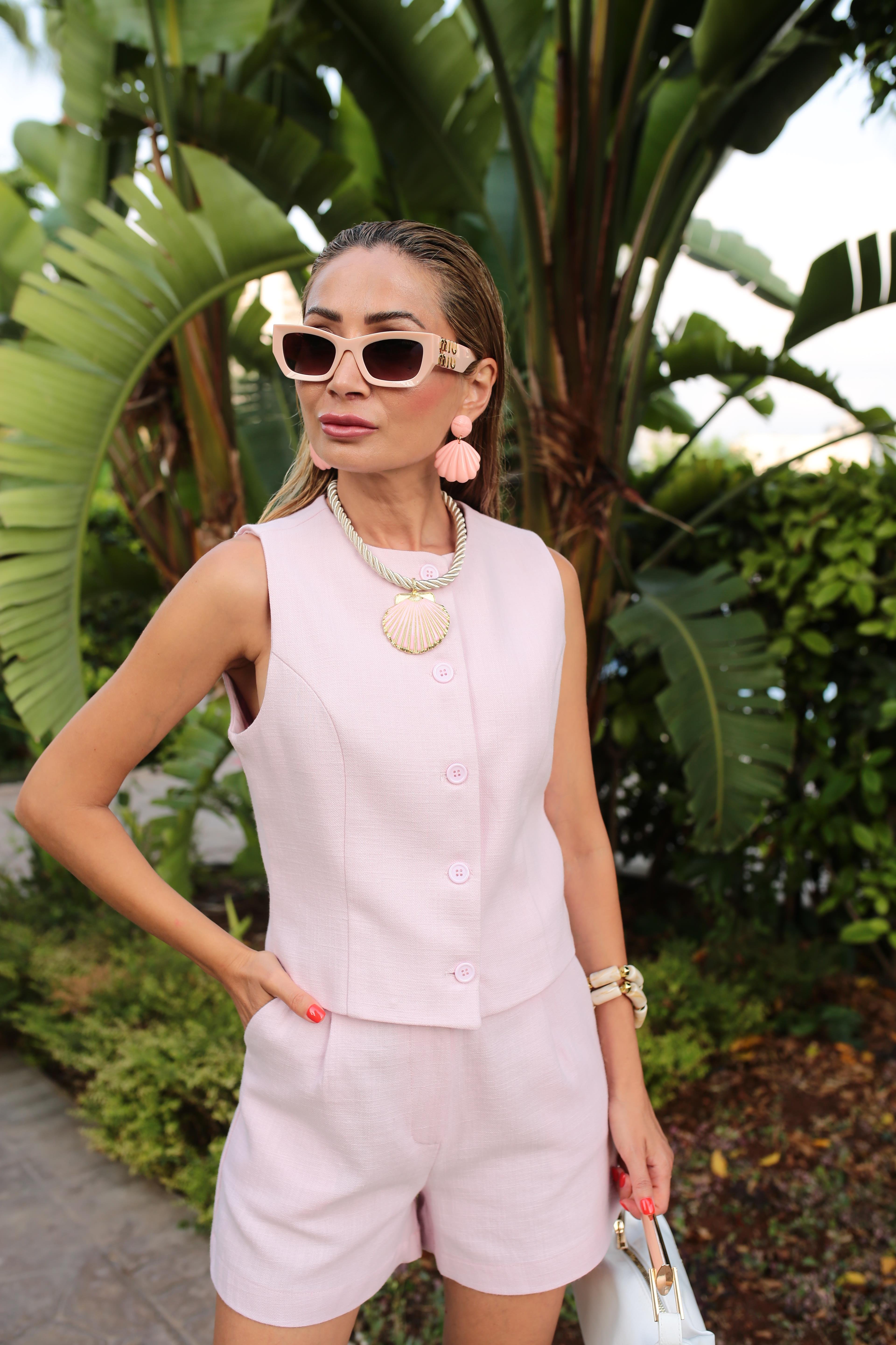 Bisiklet Yaka Pembe Yelek Şort Takım TAKIM | NO33