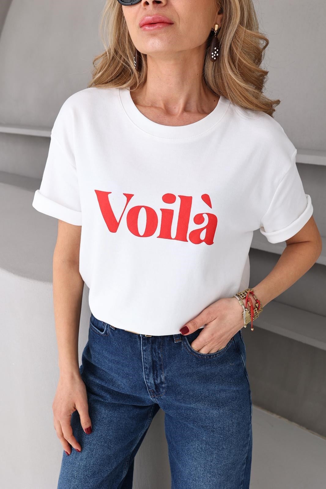 Bisiklet Yaka Voıla Baskılı Tshirt T-SHİRT | NO33