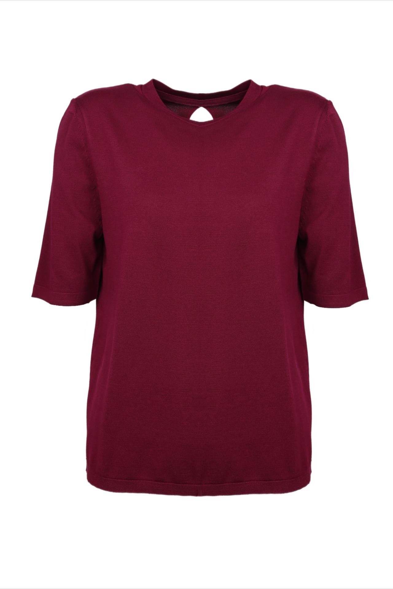 Bisiklet Yaka Yarım Kol Bordo Triko TRİKO VE KAZAK