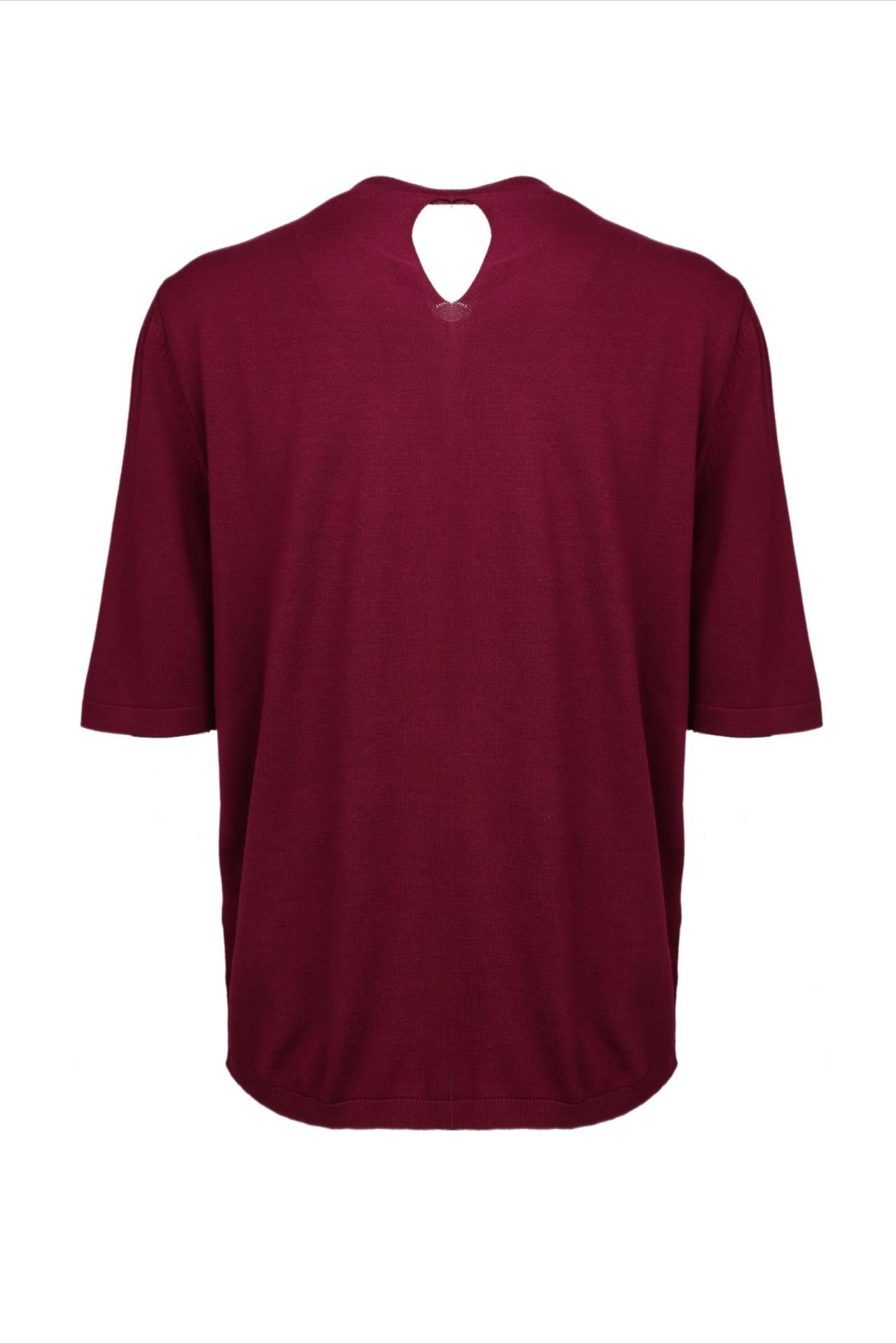 Bisiklet Yaka Yarım Kol Bordo Triko TRİKO VE KAZAK