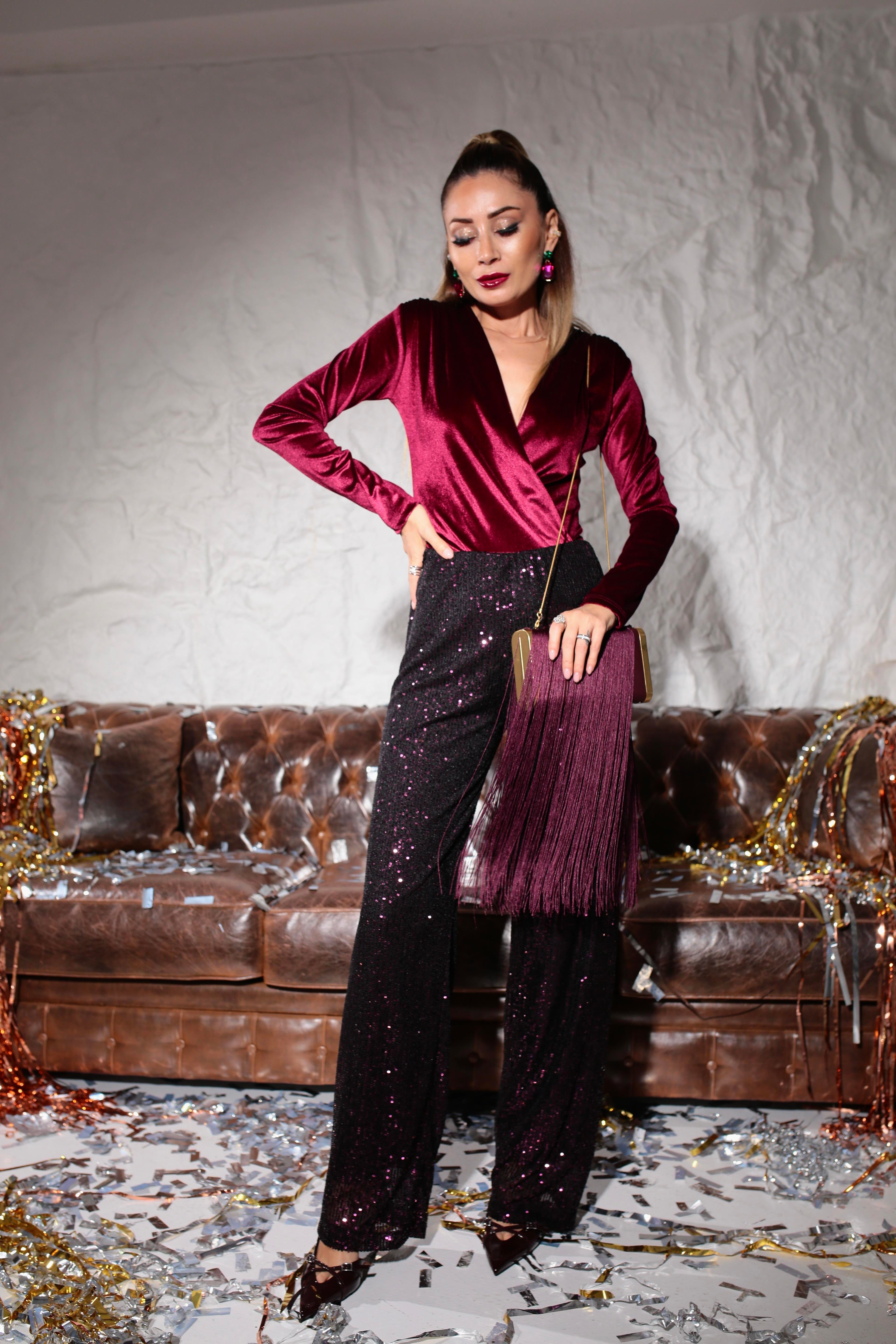 Bordo Kadife Badysüit BLUZ