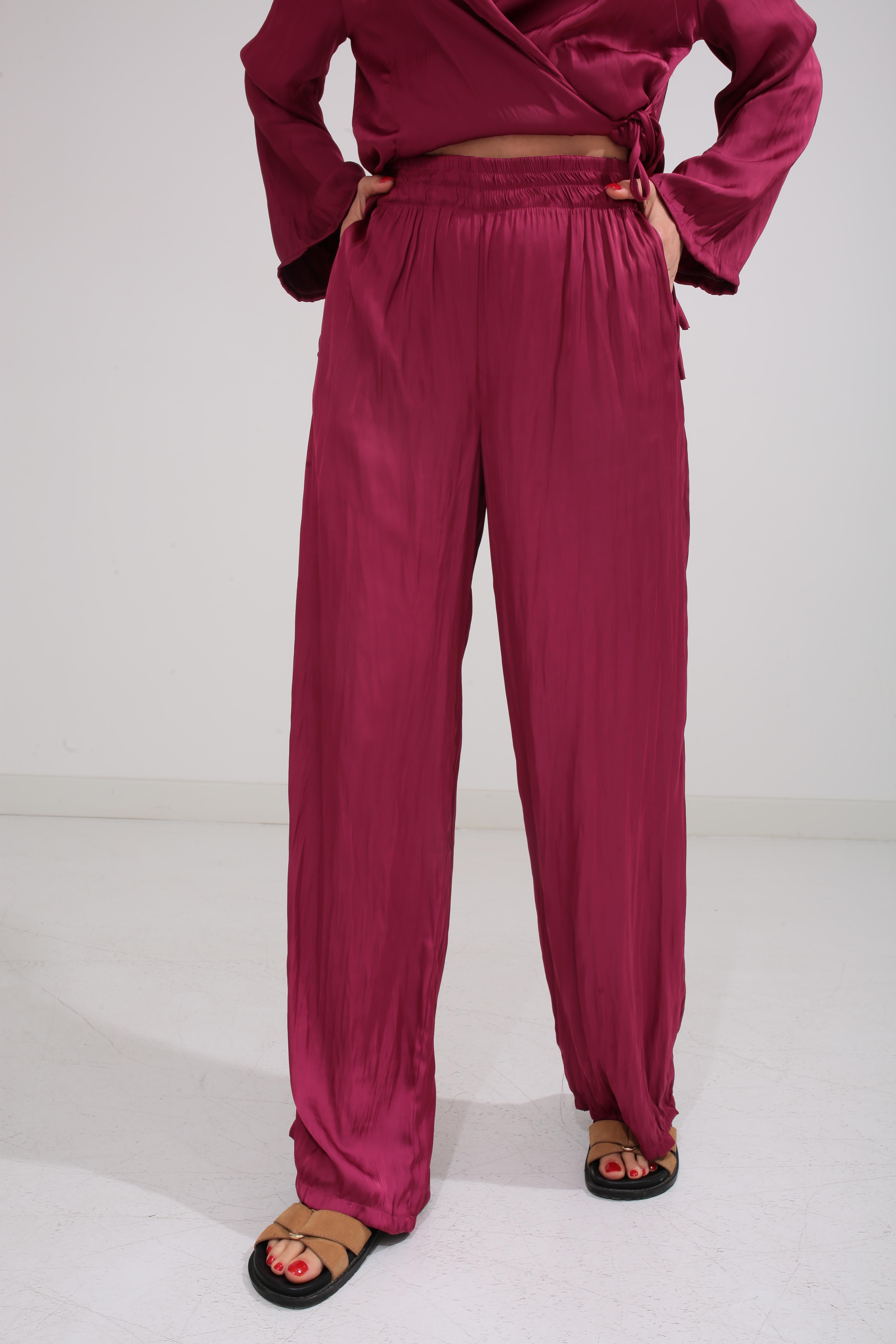 Bordo Kraşlı Kruvaze Bağlama Saten Takım TAKIM | NO33