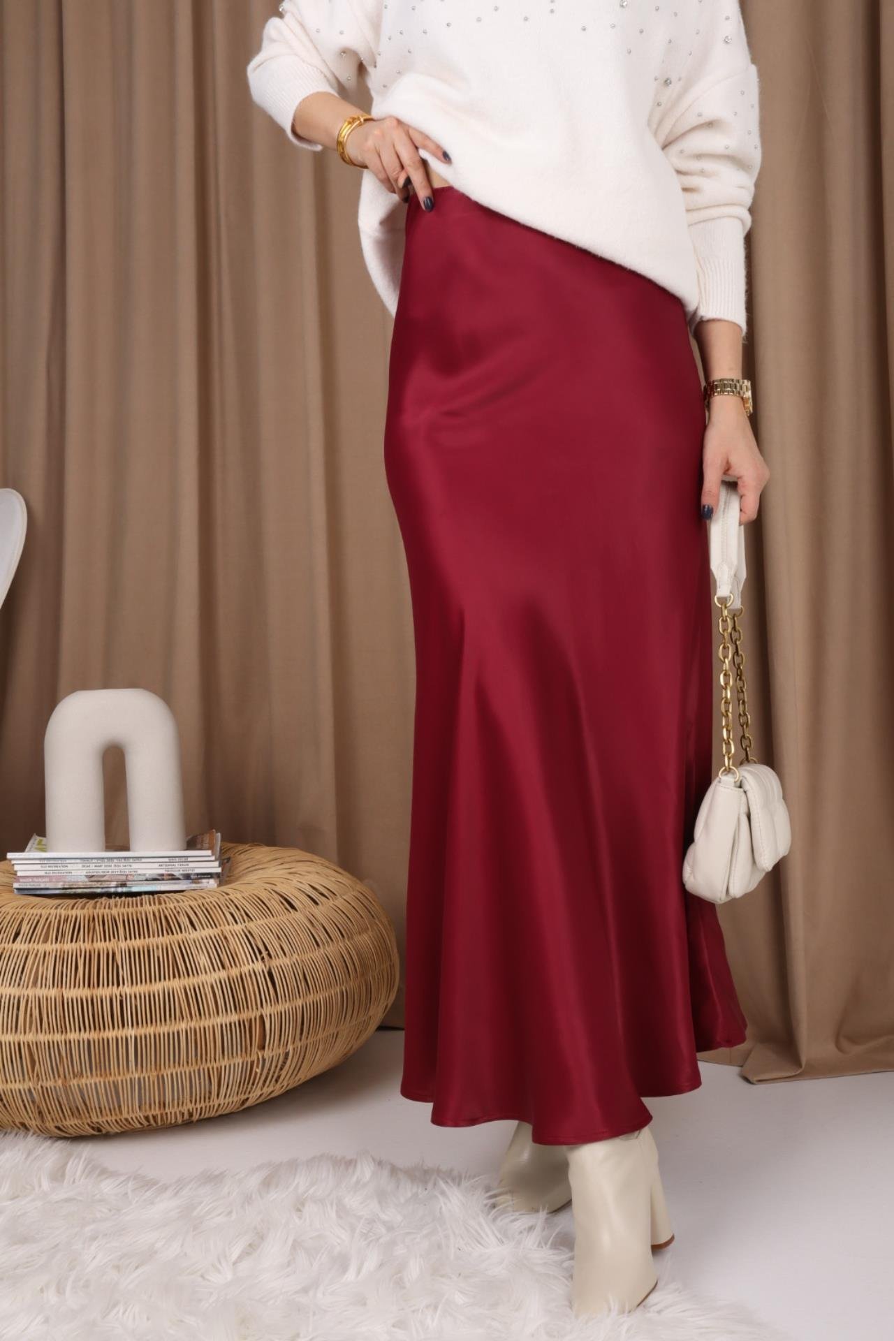 Bordo Maxi Boy Saten Etek ETEK