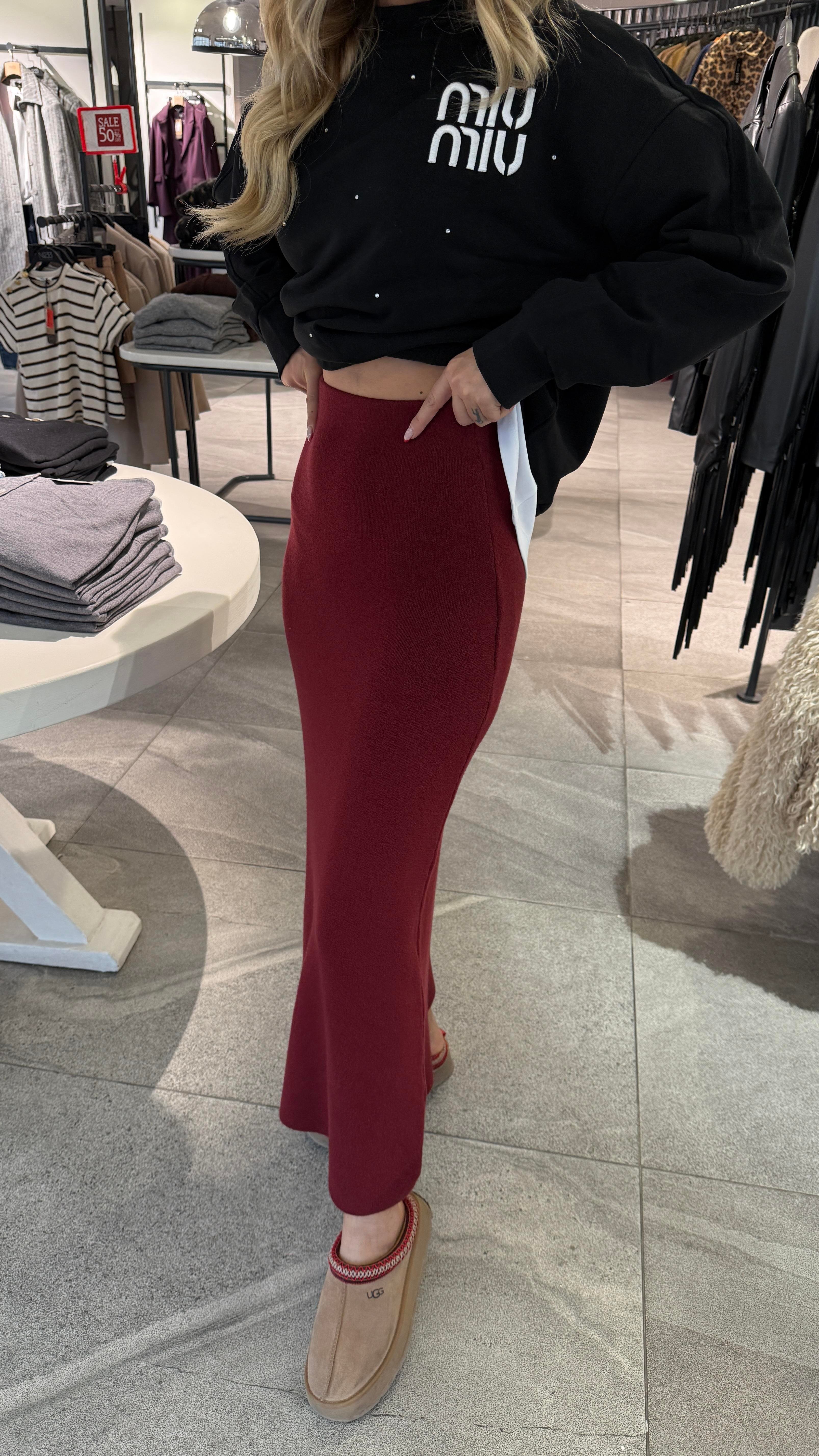 Bordo Triko Uzun Etek ETEK