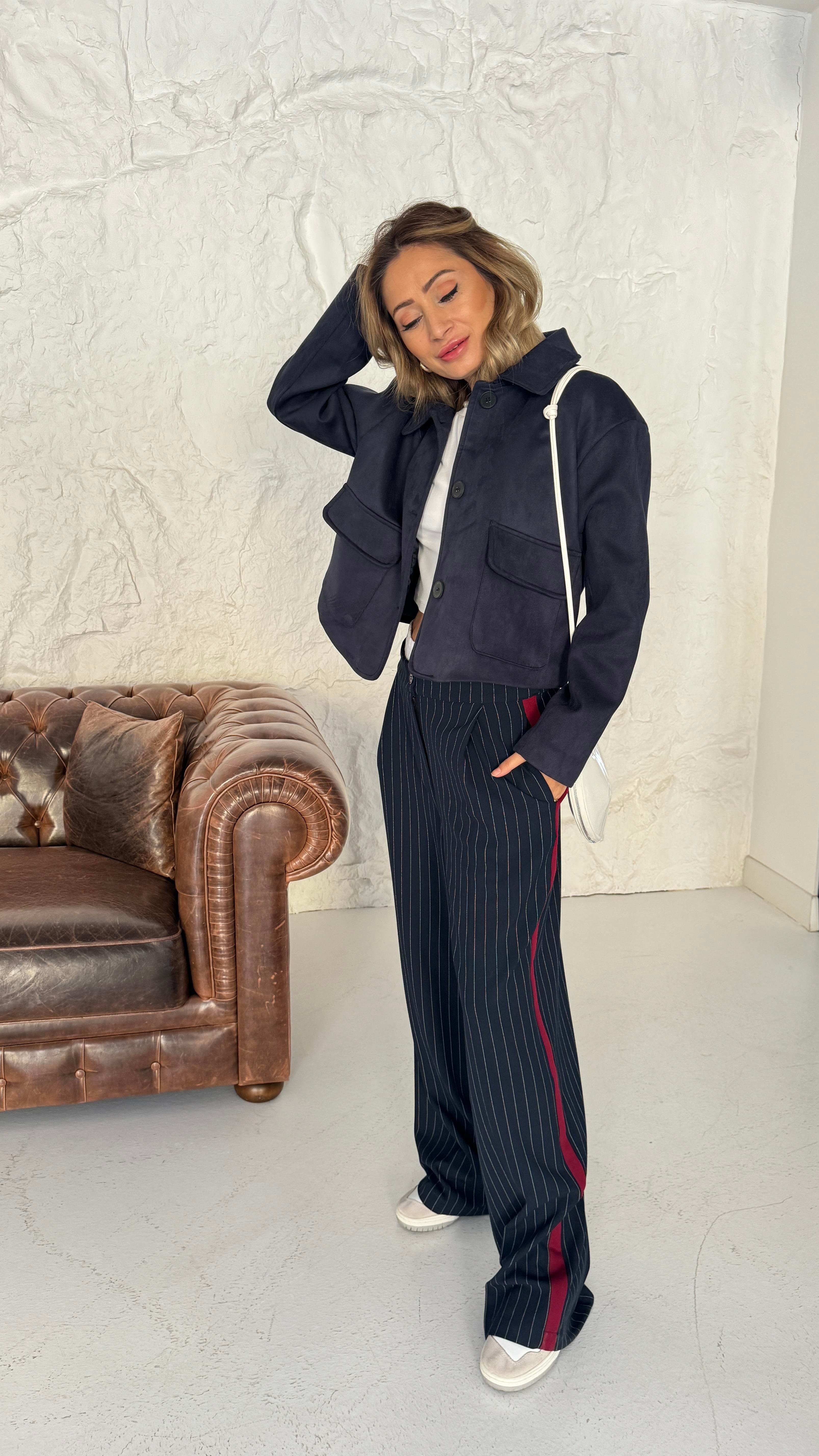 Boxer Detay Şeritli Lacivert Pantolon PANTOLON