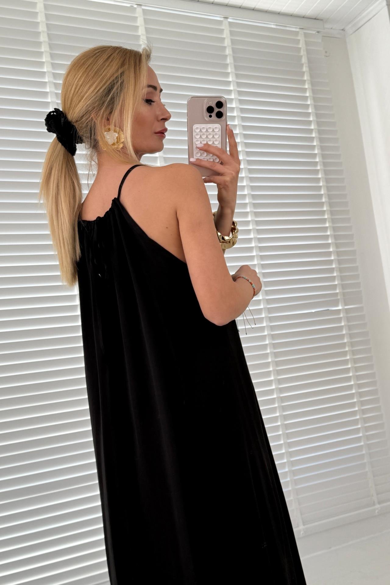 Boyundan Bağlamalı Siyah Uzun Elbise ELBİSE | NO33