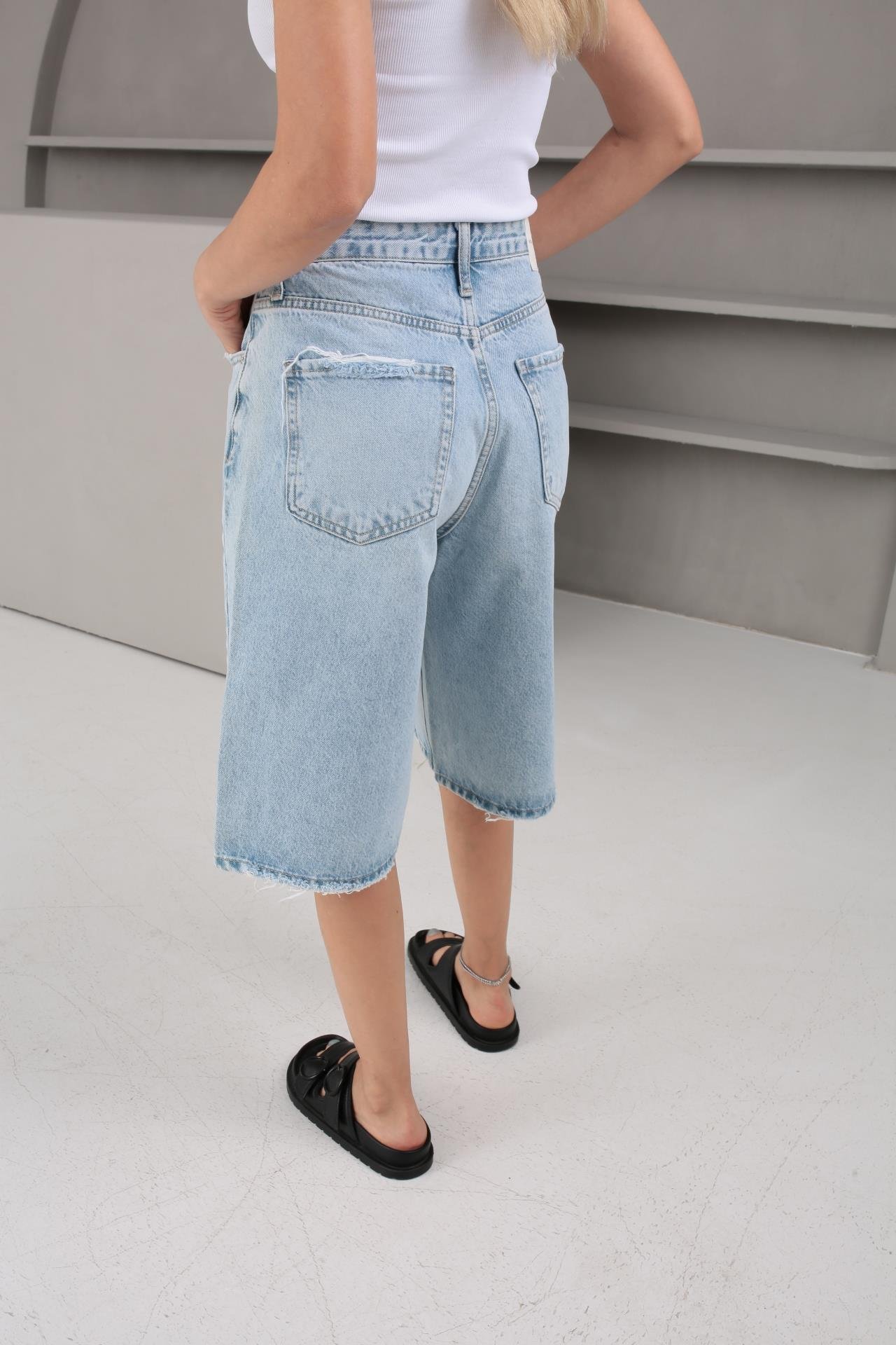 Buz Mavi Şehir Boy Denim Şort (1883-2) ŞORT | NO33