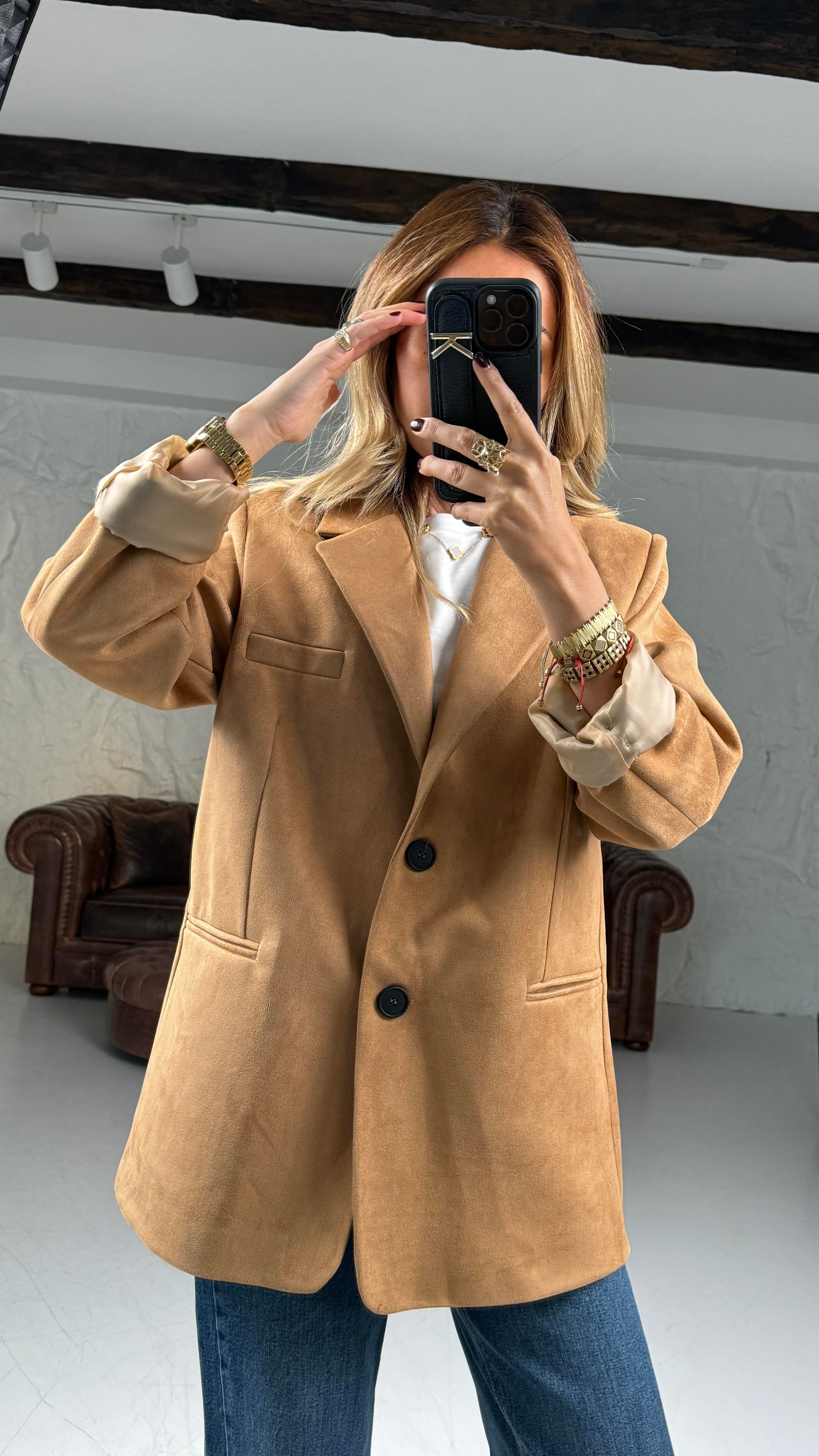 Camel Çift düğme Nubuk Blazer Ceket CEKET