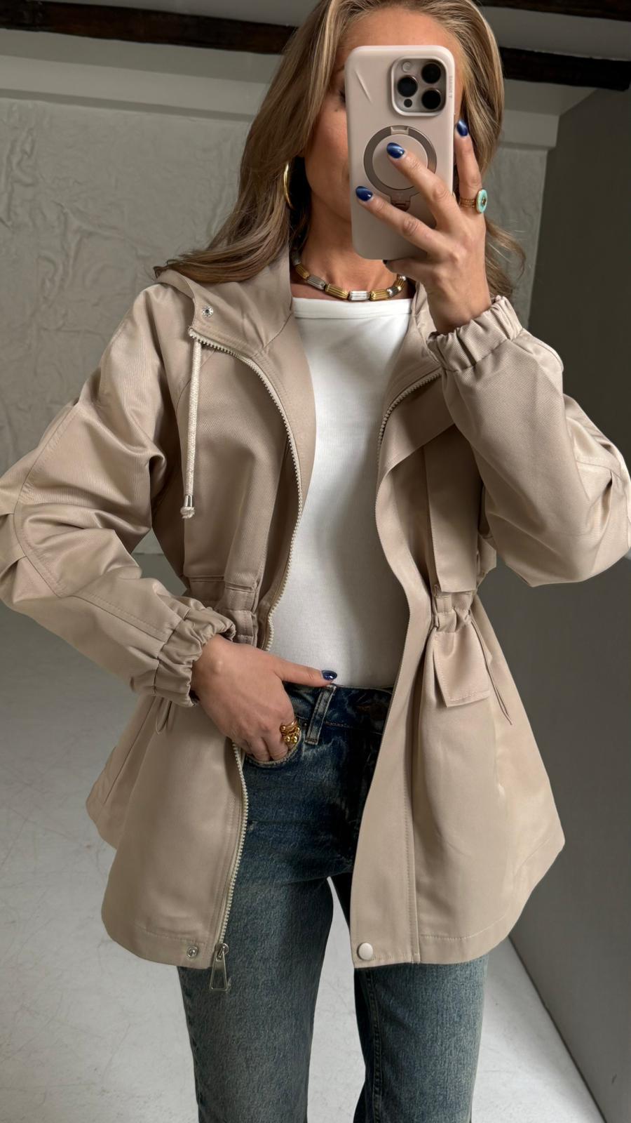Camel Kapişonlu Gabardin Trenç TRENÇKOT | NO33