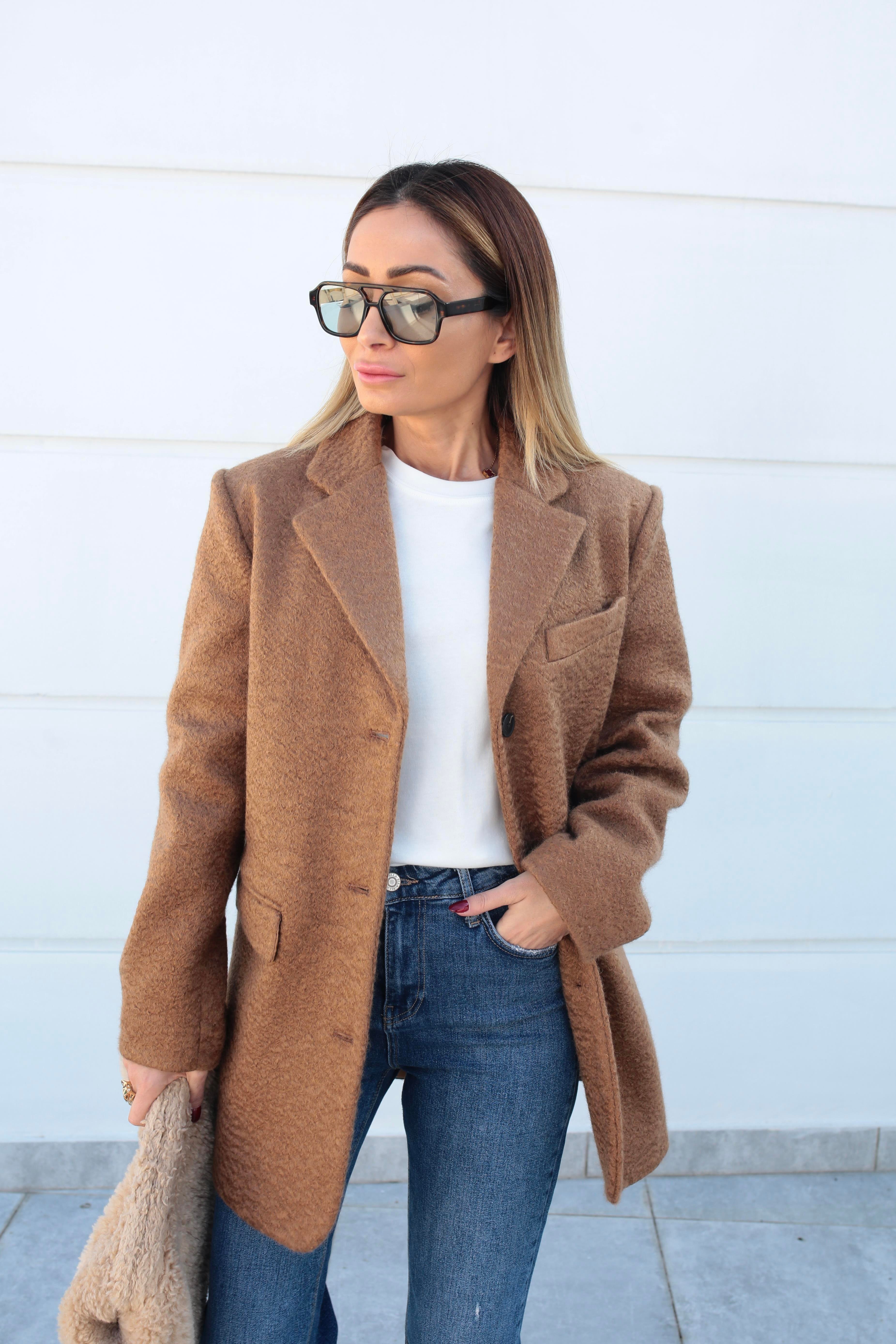 Camel Uzun Buklet Ceket CEKET