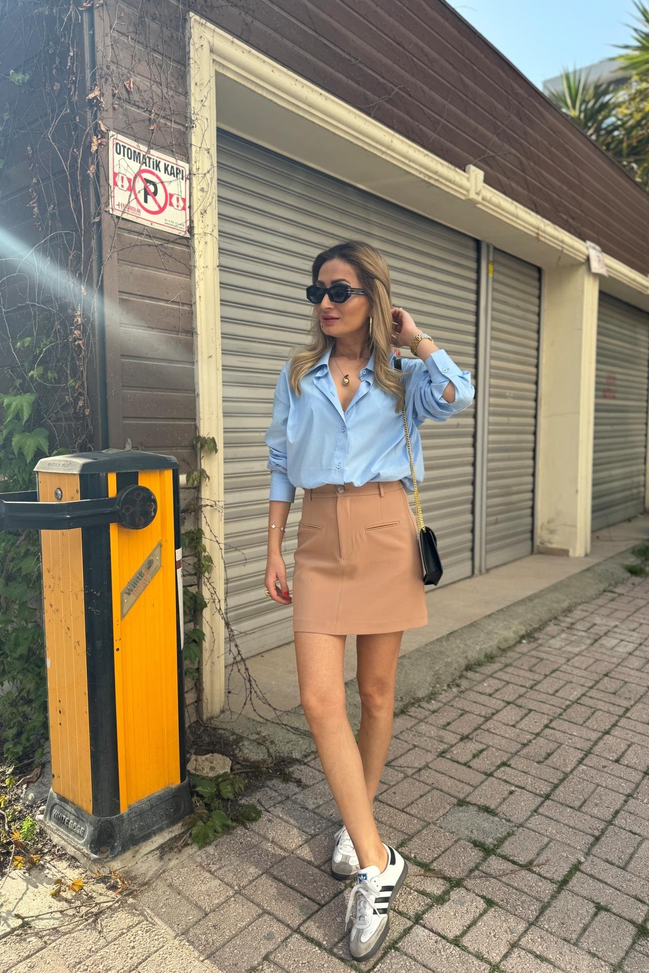 Cep Detaylı Camel Kısa Etek ETEK