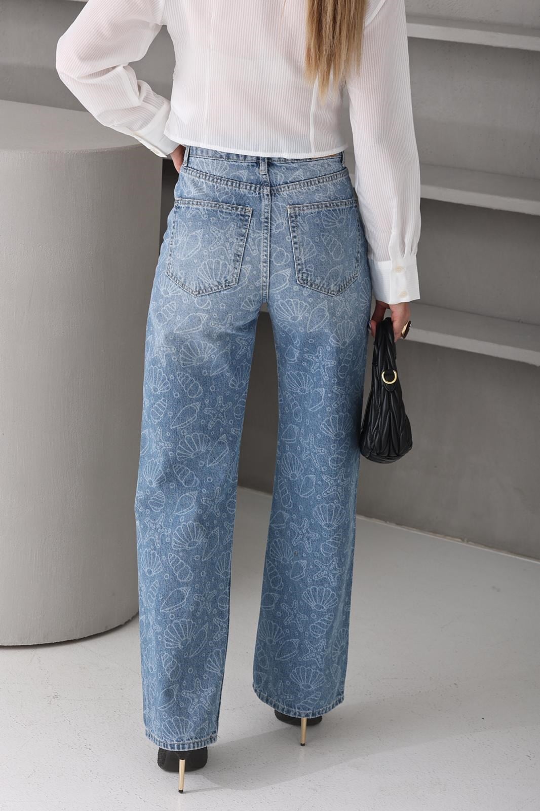 Deniz Kabuğu Baskılı Palazzo Jean (4699) JEAN | NO33