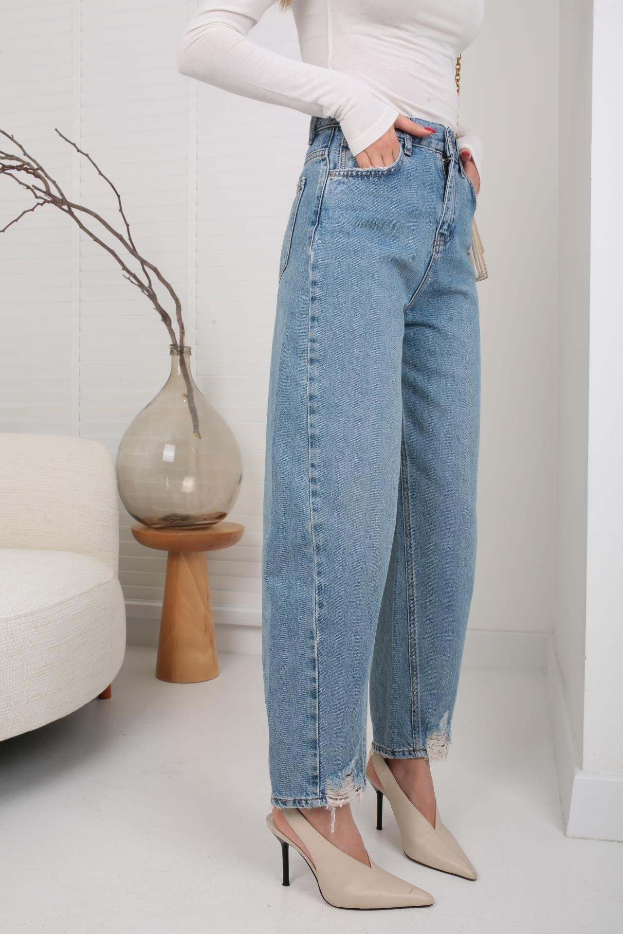 Dikiş Detay Şalvar Kesim Jean (1995-1) JEAN