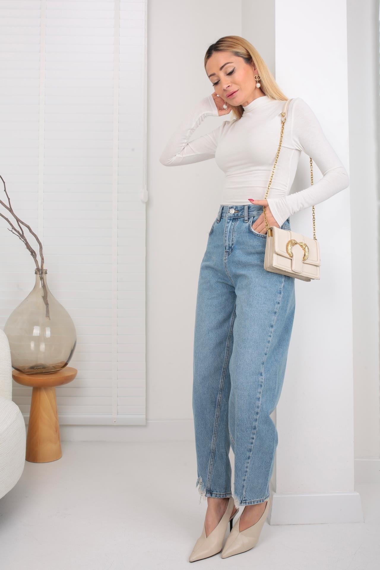 Dikiş Detay Şalvar Kesim Jean (1995-1) JEAN