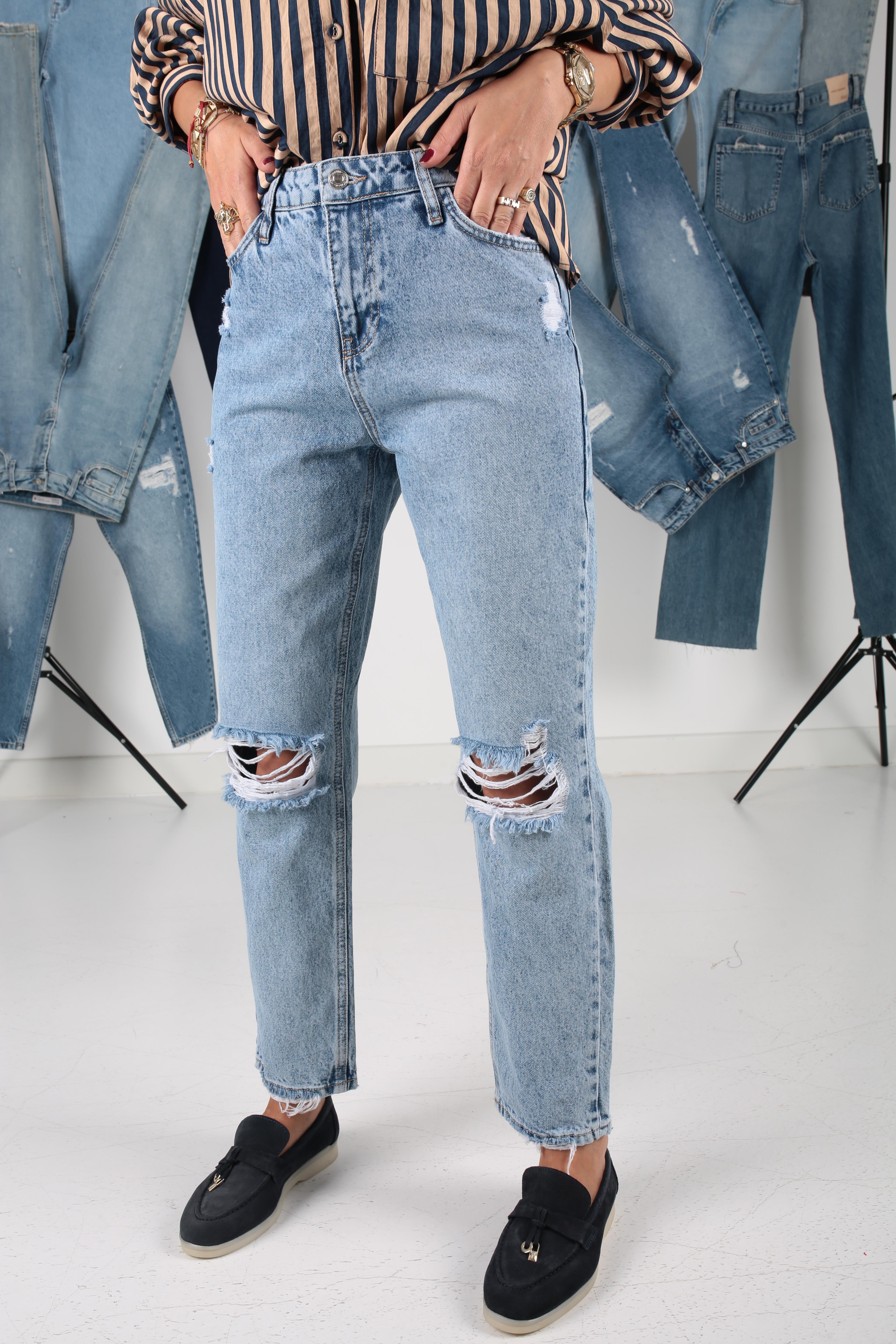 Dizleri Yırtıklı Mom Jean(1842-2) JEAN