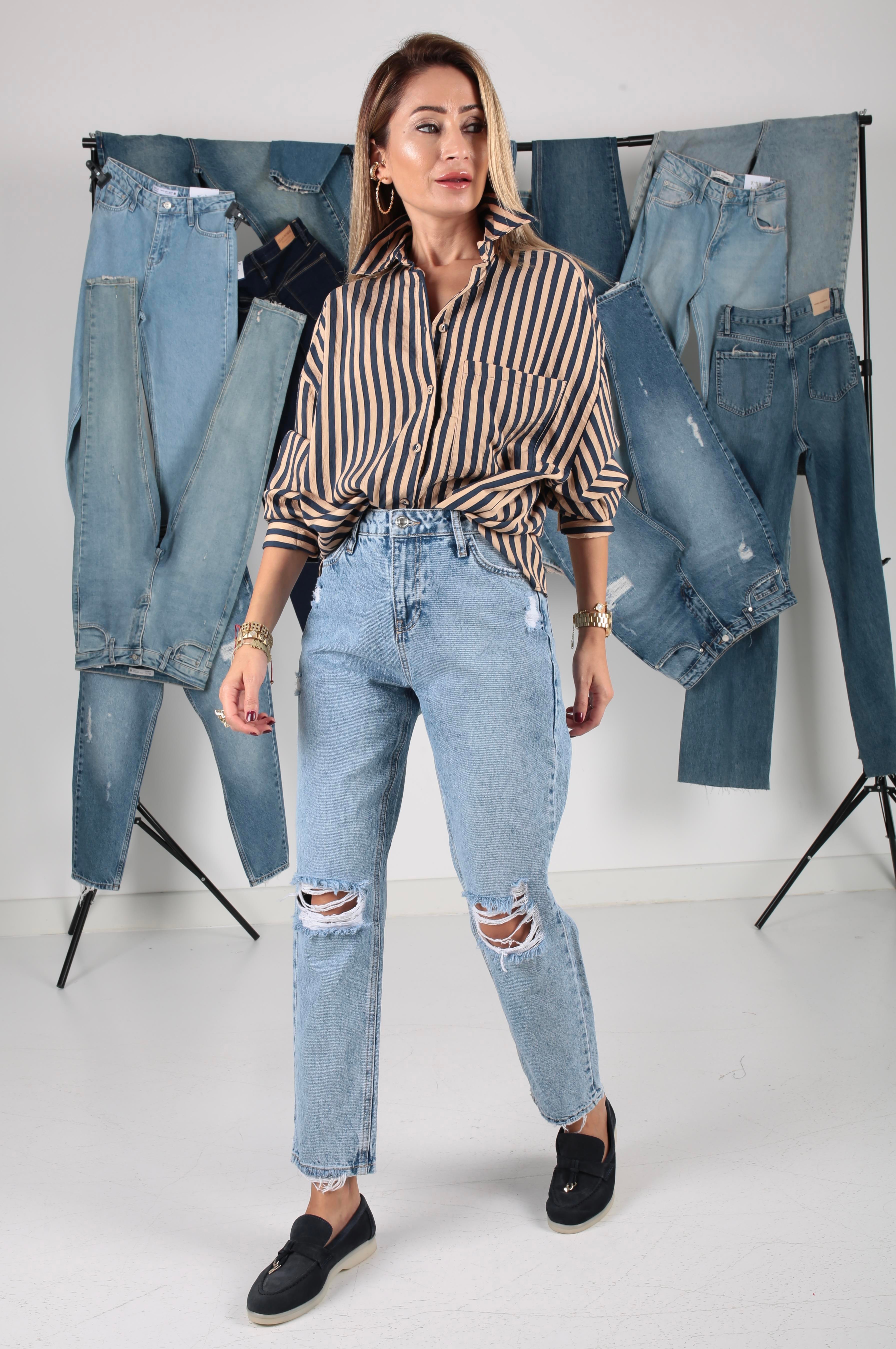 Dizleri Yırtıklı Mom Jean(1842-2) JEAN