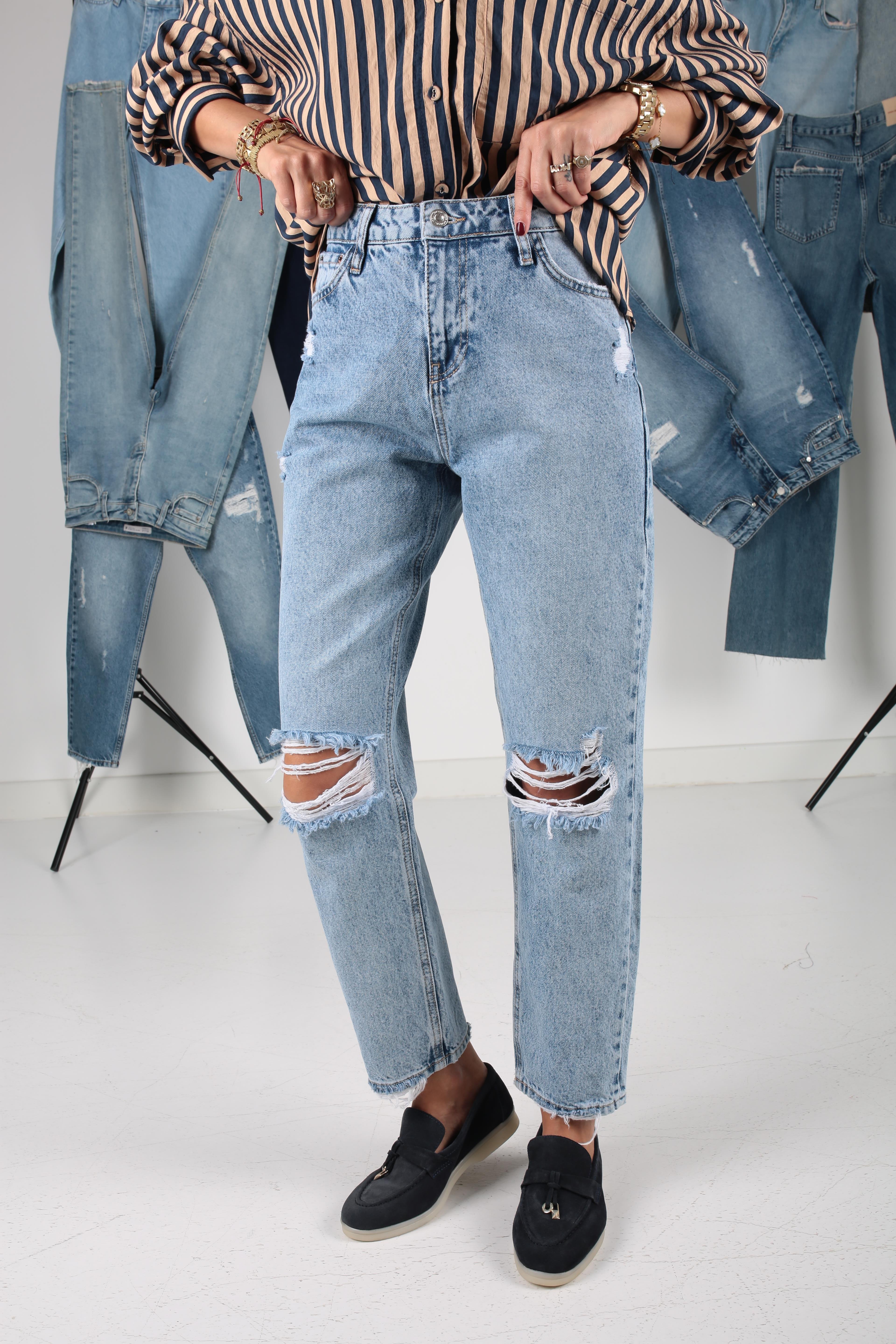 Dizleri Yırtıklı Mom Jean(1842-2) JEAN