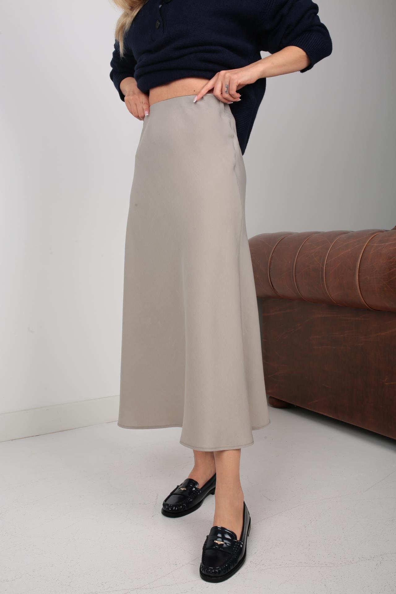 Dokuma Kumaş Verev Kesim Vizon Etek ETEK