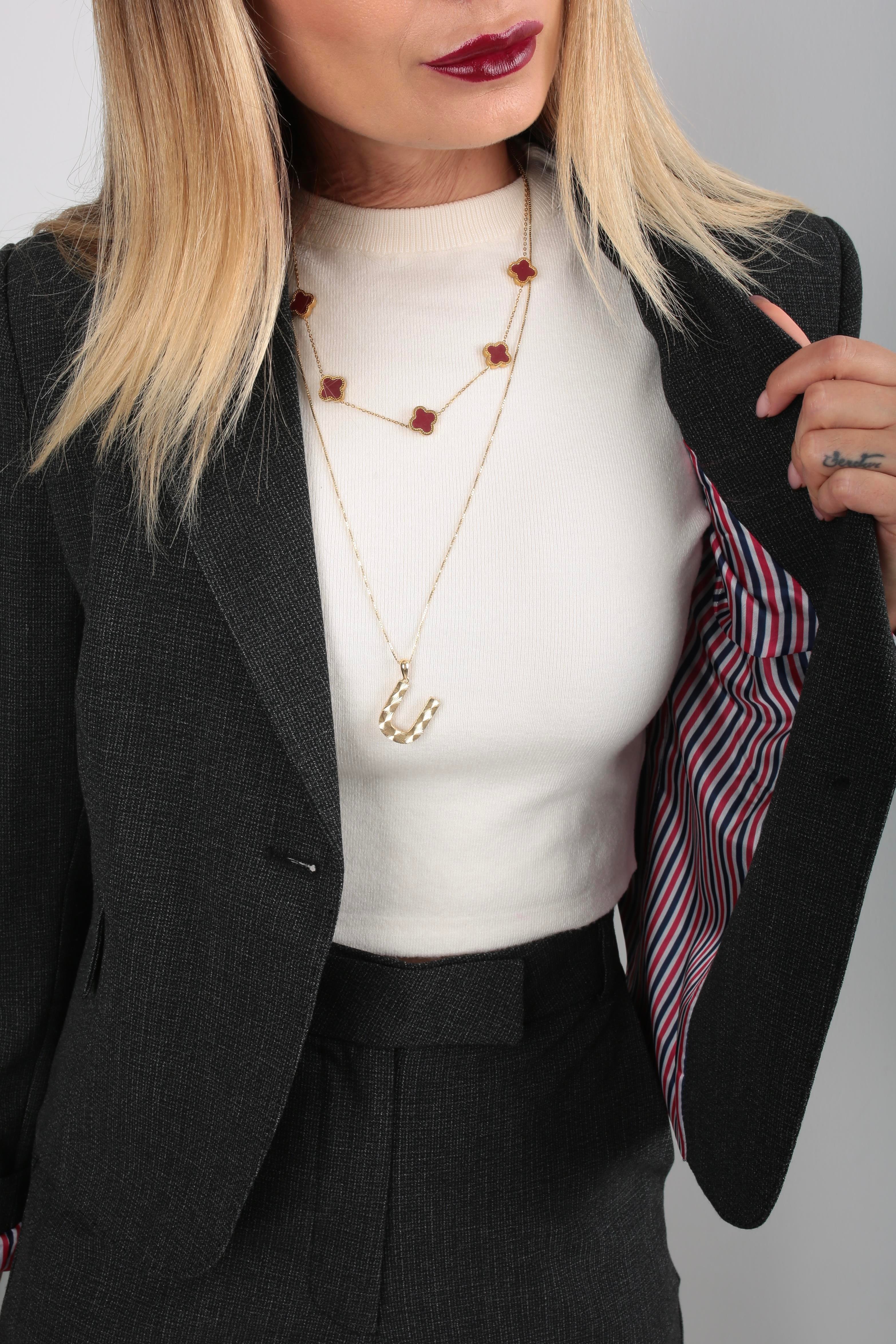 Duble Paça Astarı Çizgili Ceket Takım TAKIM