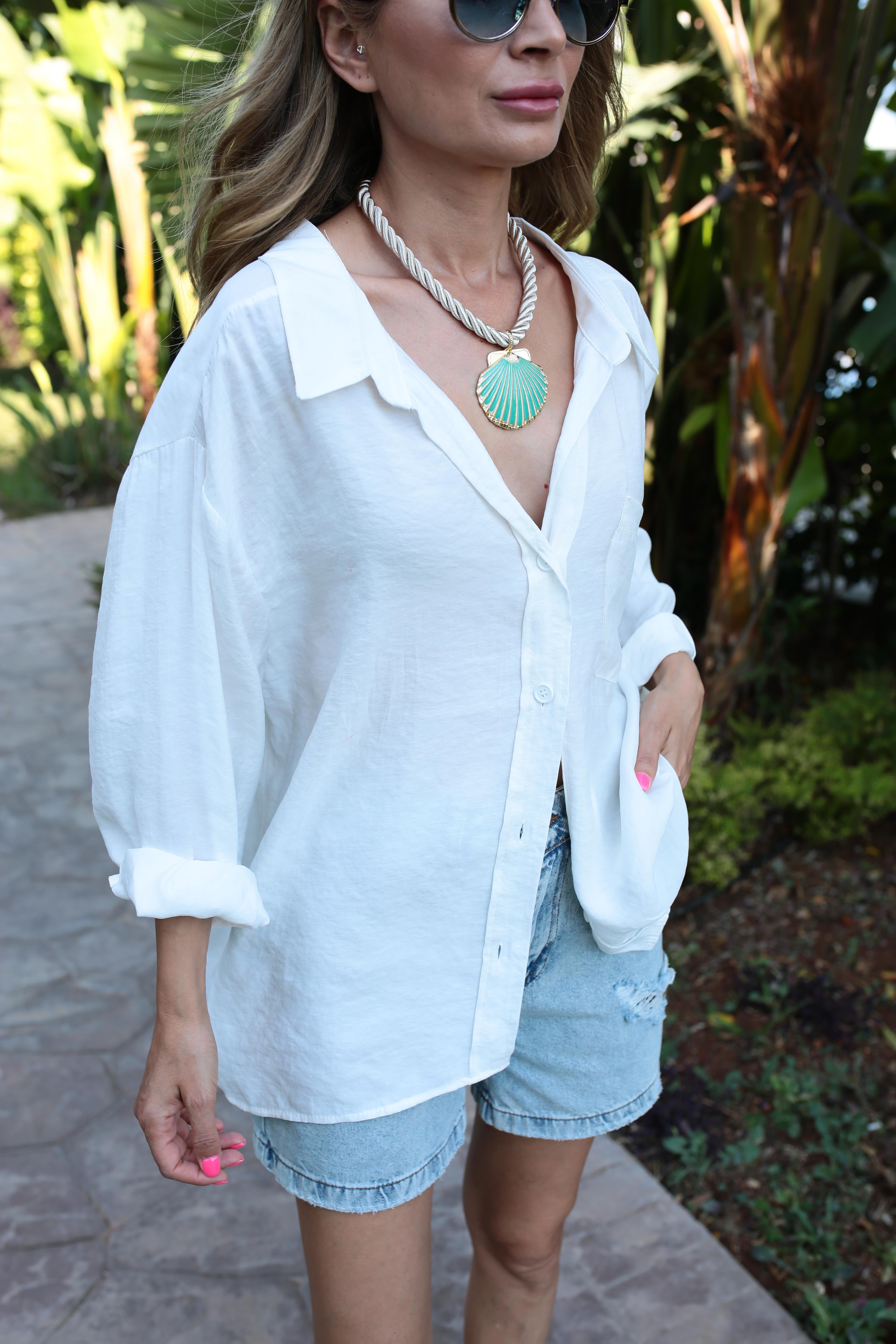 Düşük Omuz Oversize Ekru Gömlek GÖMLEK | NO33