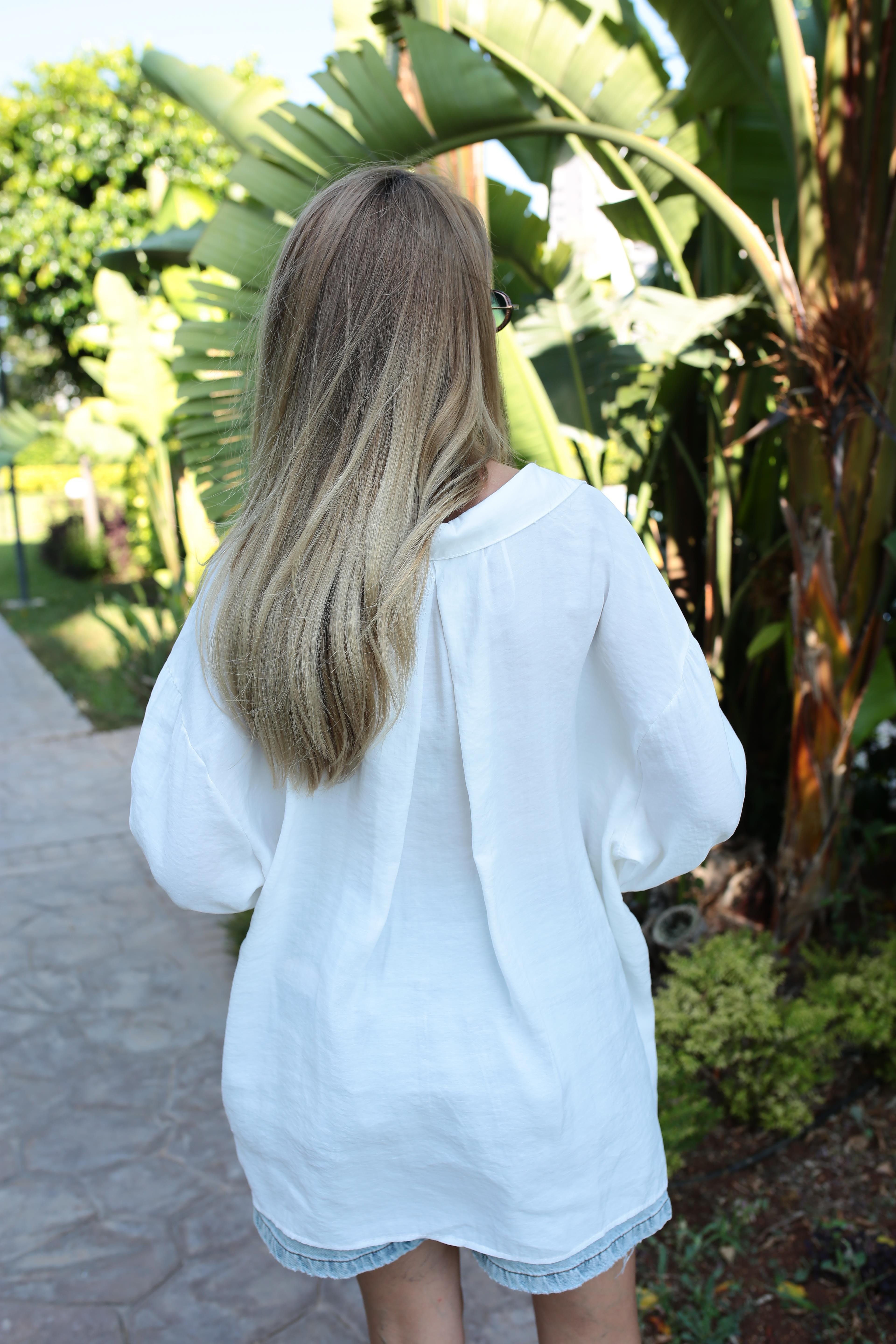 Düşük Omuz Oversize Ekru Gömlek GÖMLEK | NO33