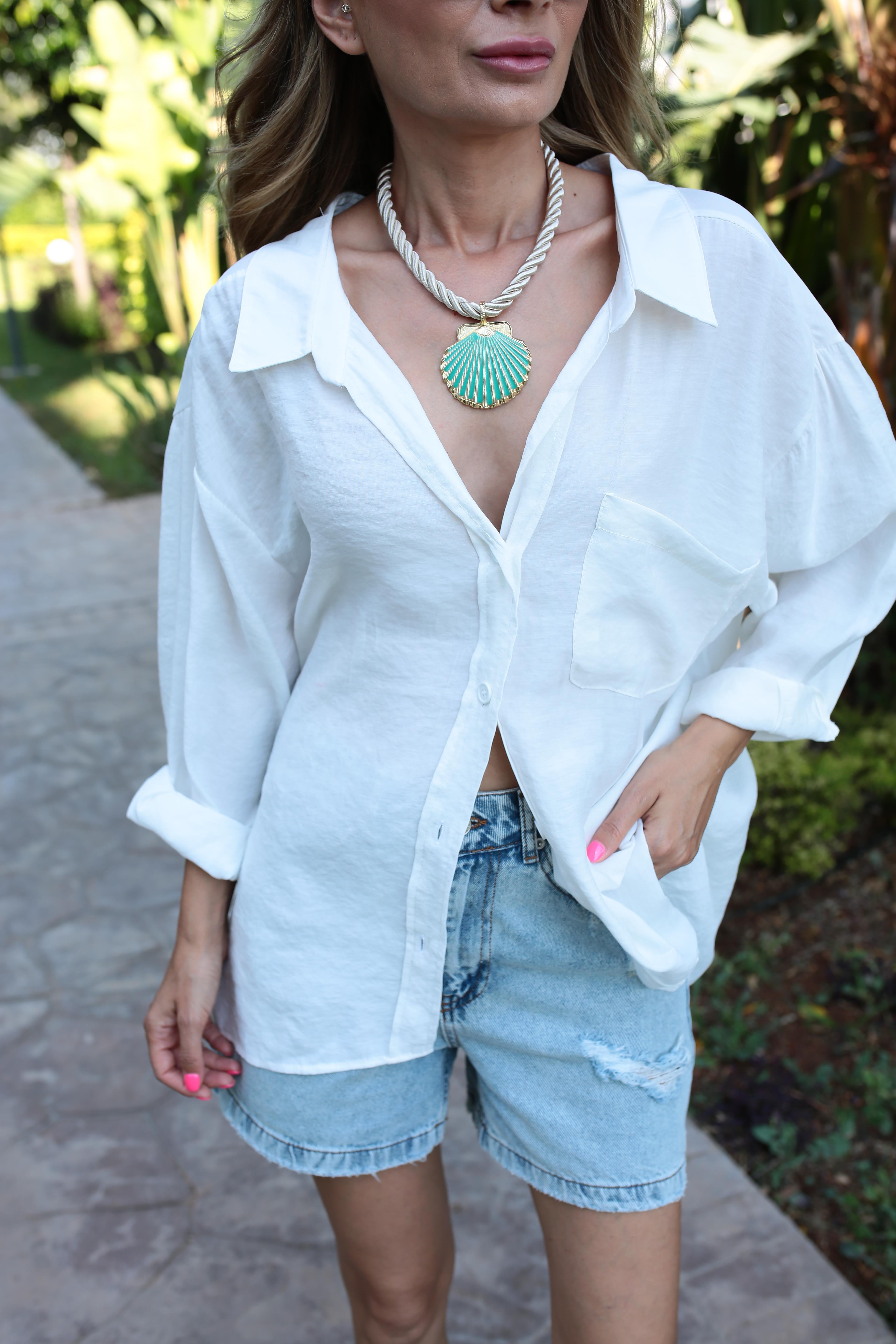 Düşük Omuz Oversize Ekru Gömlek GÖMLEK | NO33