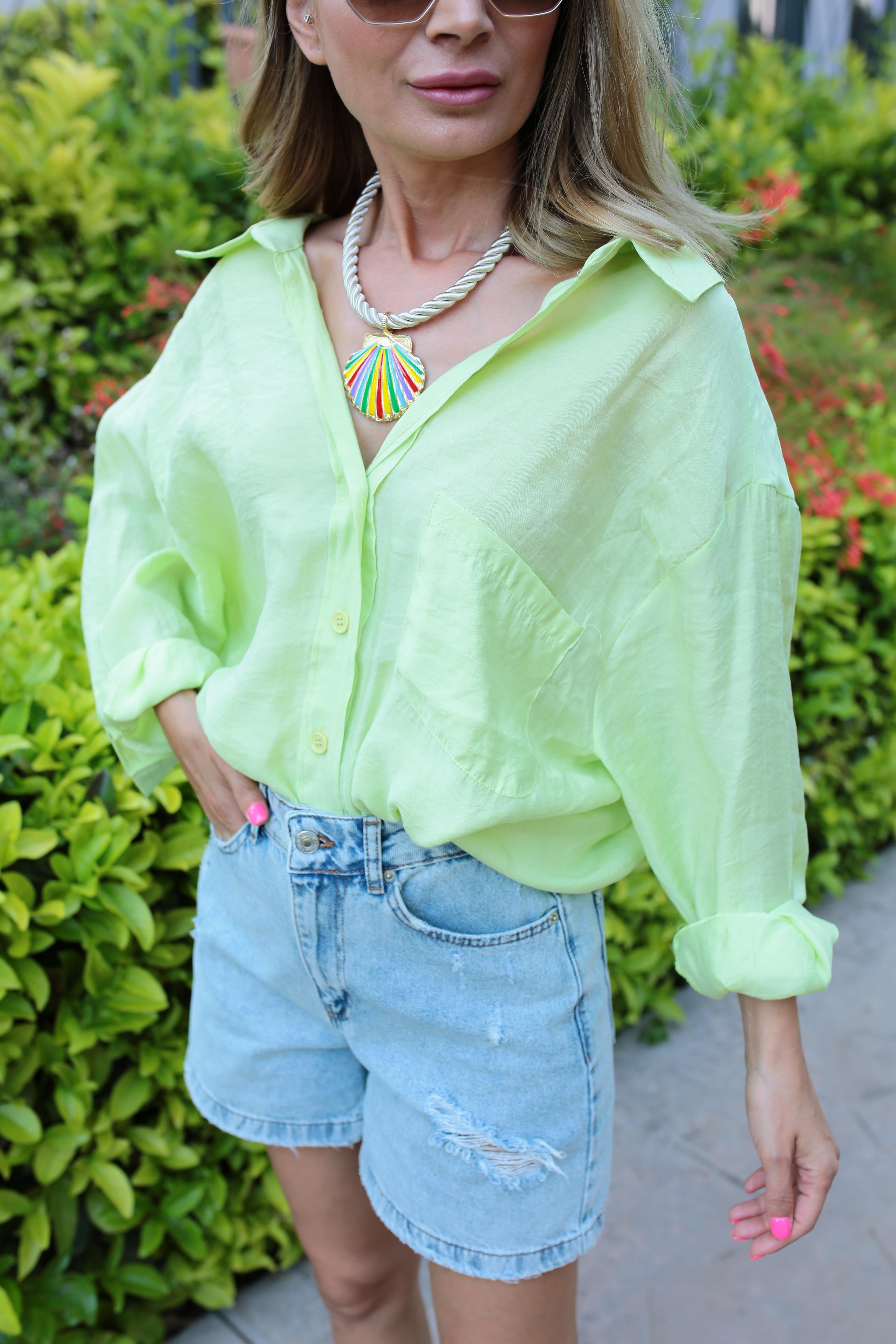 Düşük Omuz Oversize Neon  Gömlek GÖMLEK | NO33