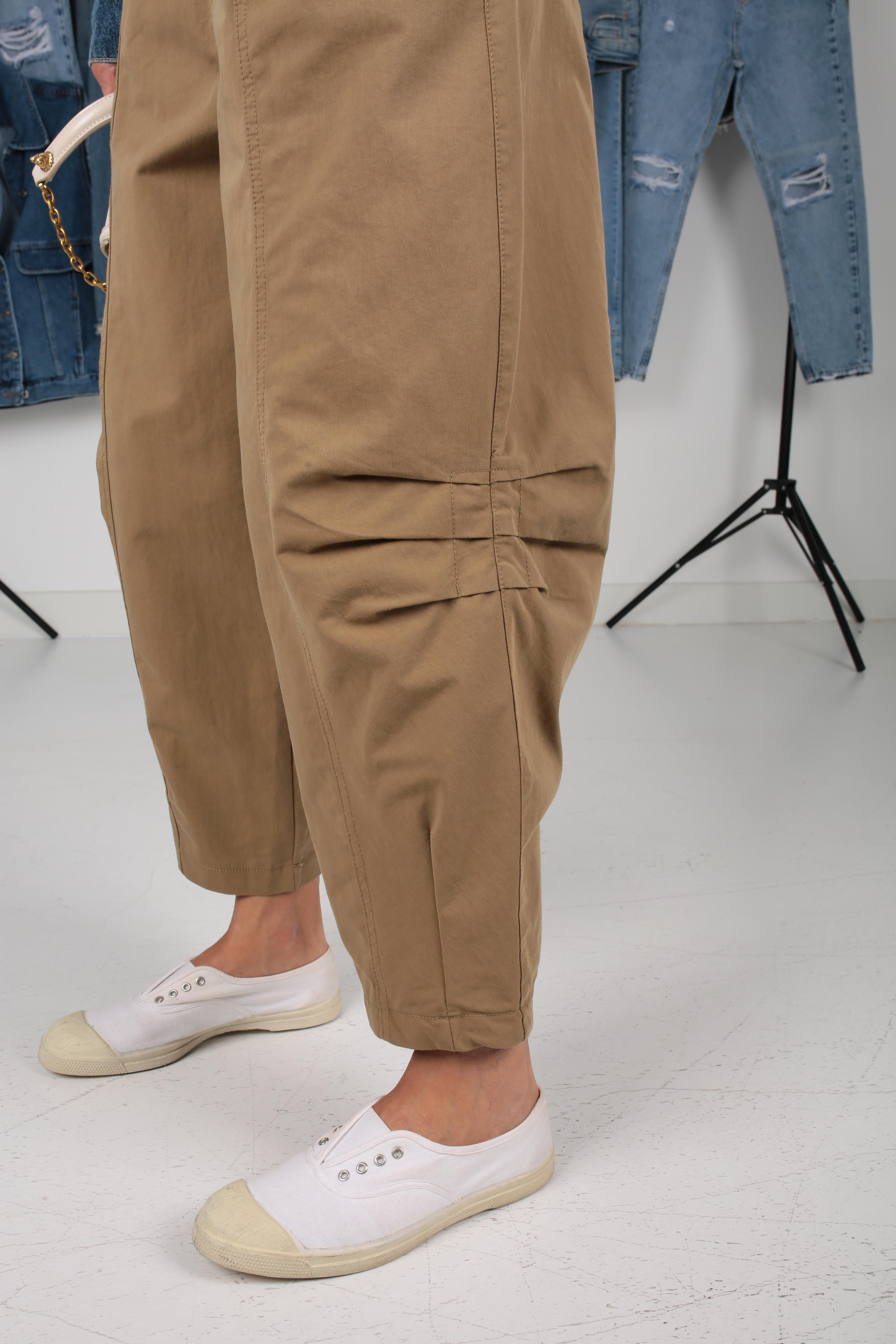 Düz Pile Şalvar Kesim Haki Pantolon PANTOLON