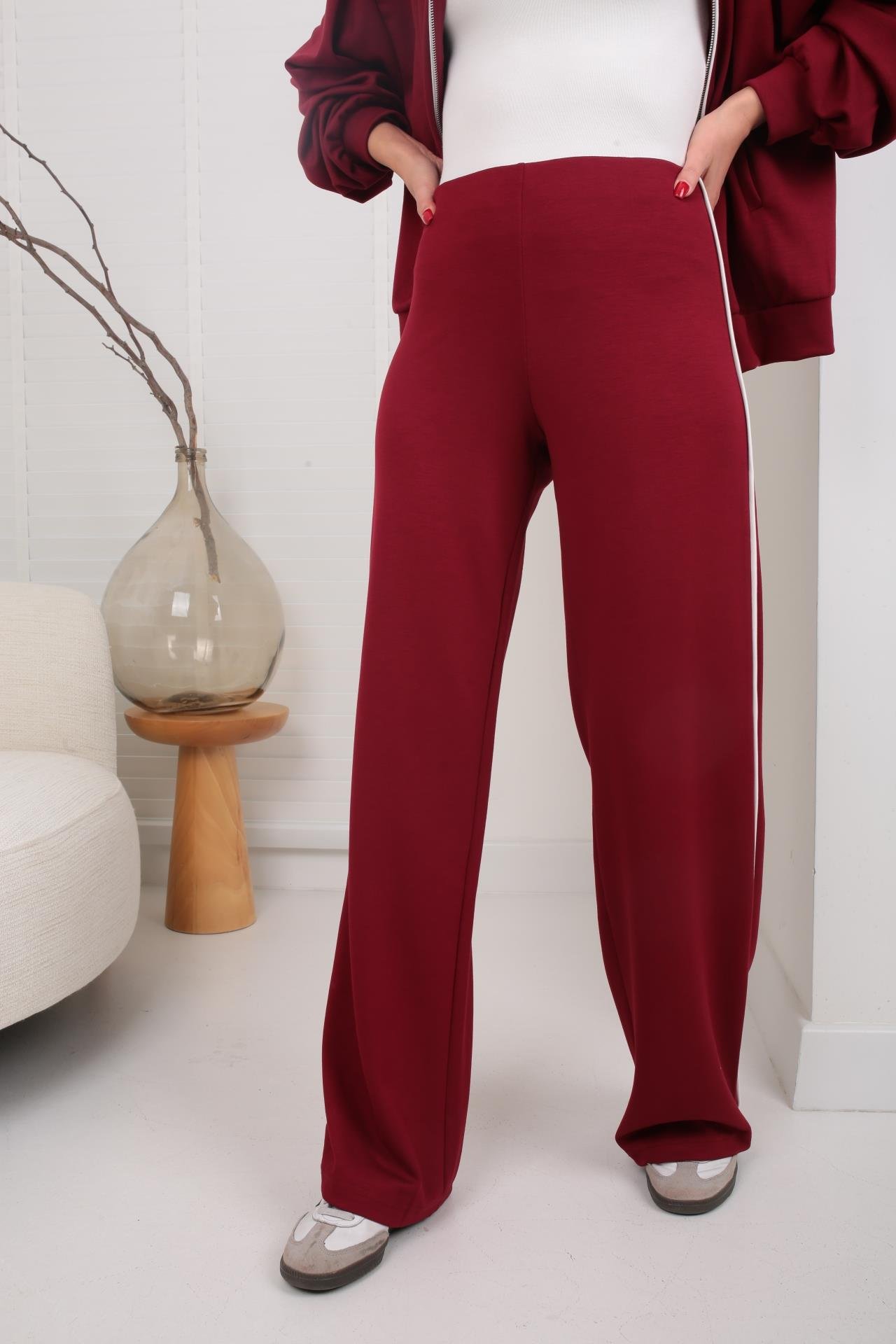 Fermuarlı Yanı Şeritli Bordo Spor Takım SPOR TAKIMLAR