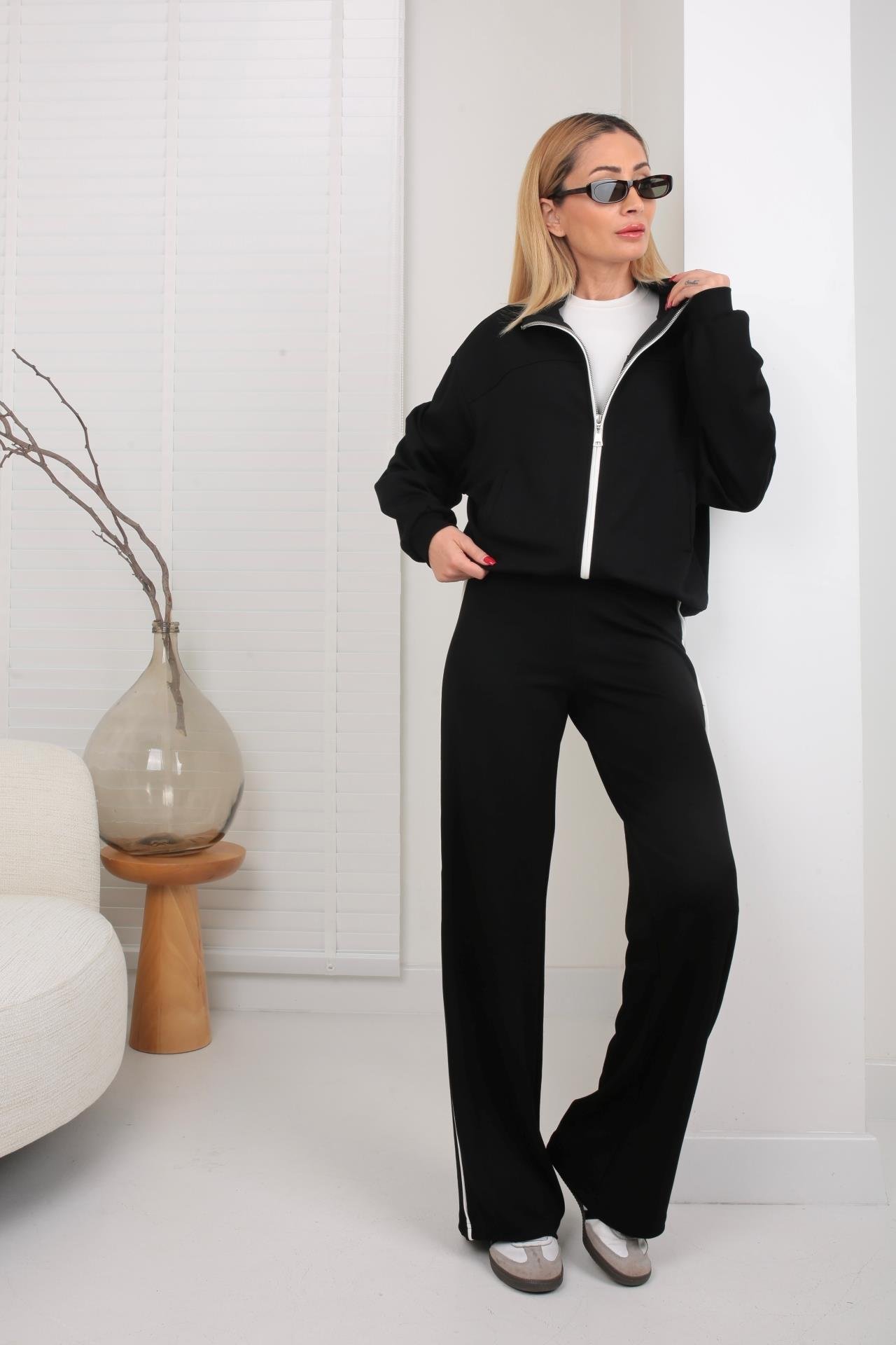 Fermuarlı Yanı Şeritli Siyah Spor Takım SPOR TAKIMLAR