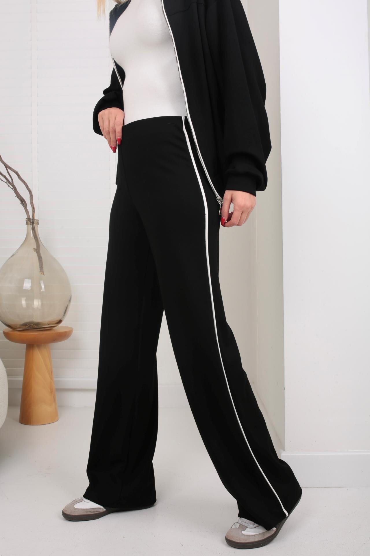 Fermuarlı Yanı Şeritli Siyah Spor Takım SPOR TAKIMLAR