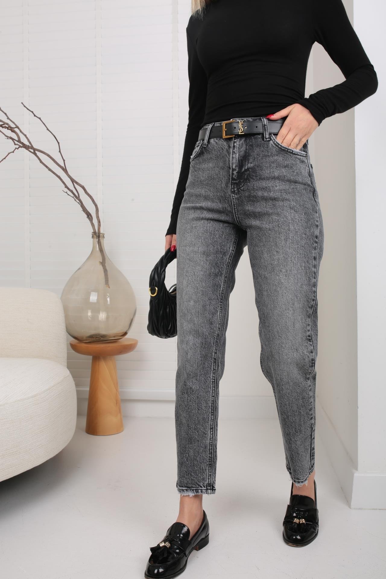 Füme Paça Detay Mom Jean(1722-1) JEAN