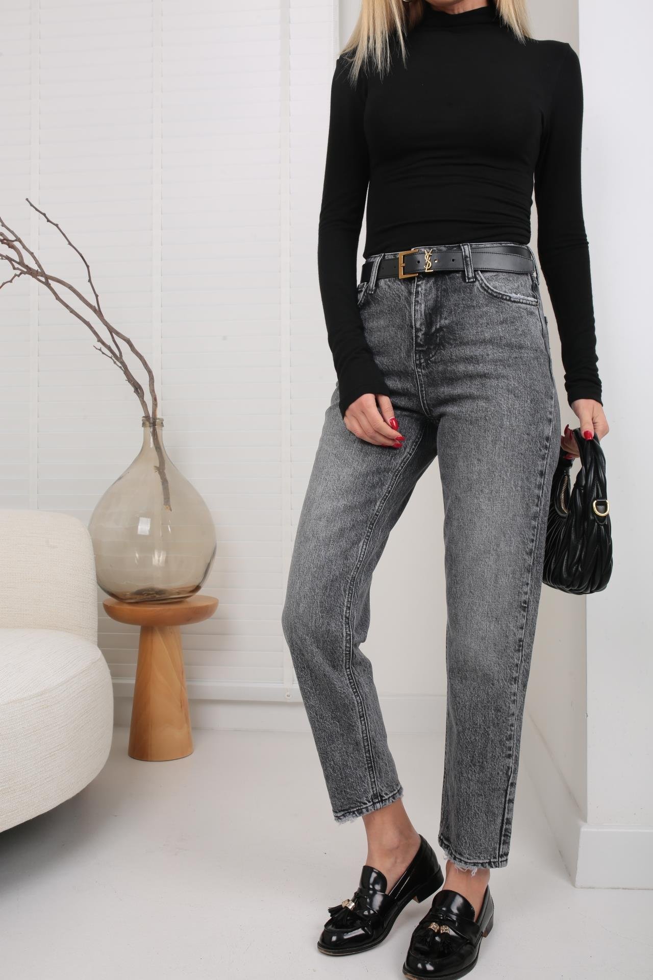 Füme Paça Detay Mom Jean(1722-1) JEAN