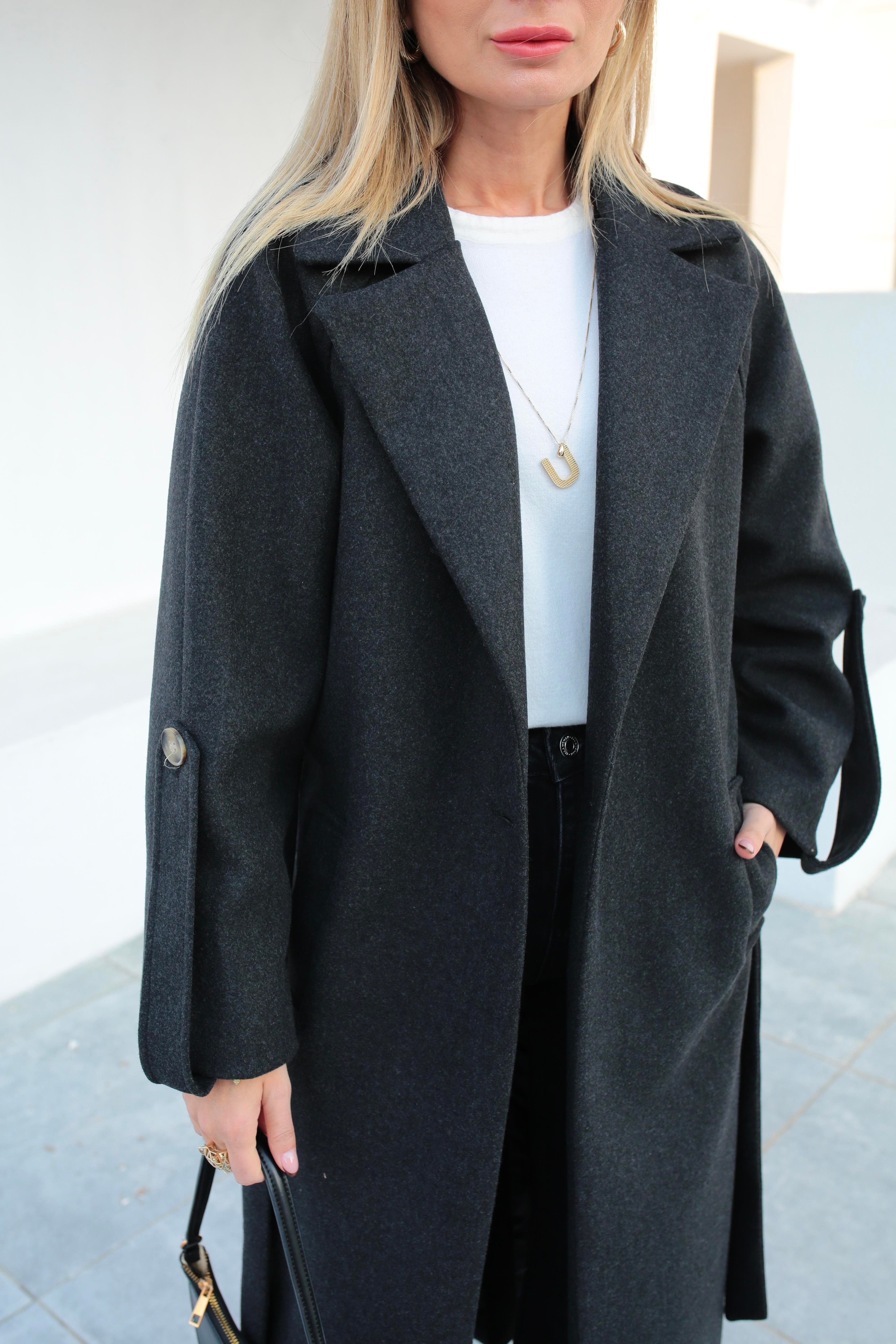 Füme Tek Düğme Bornoz Kaban KABAN