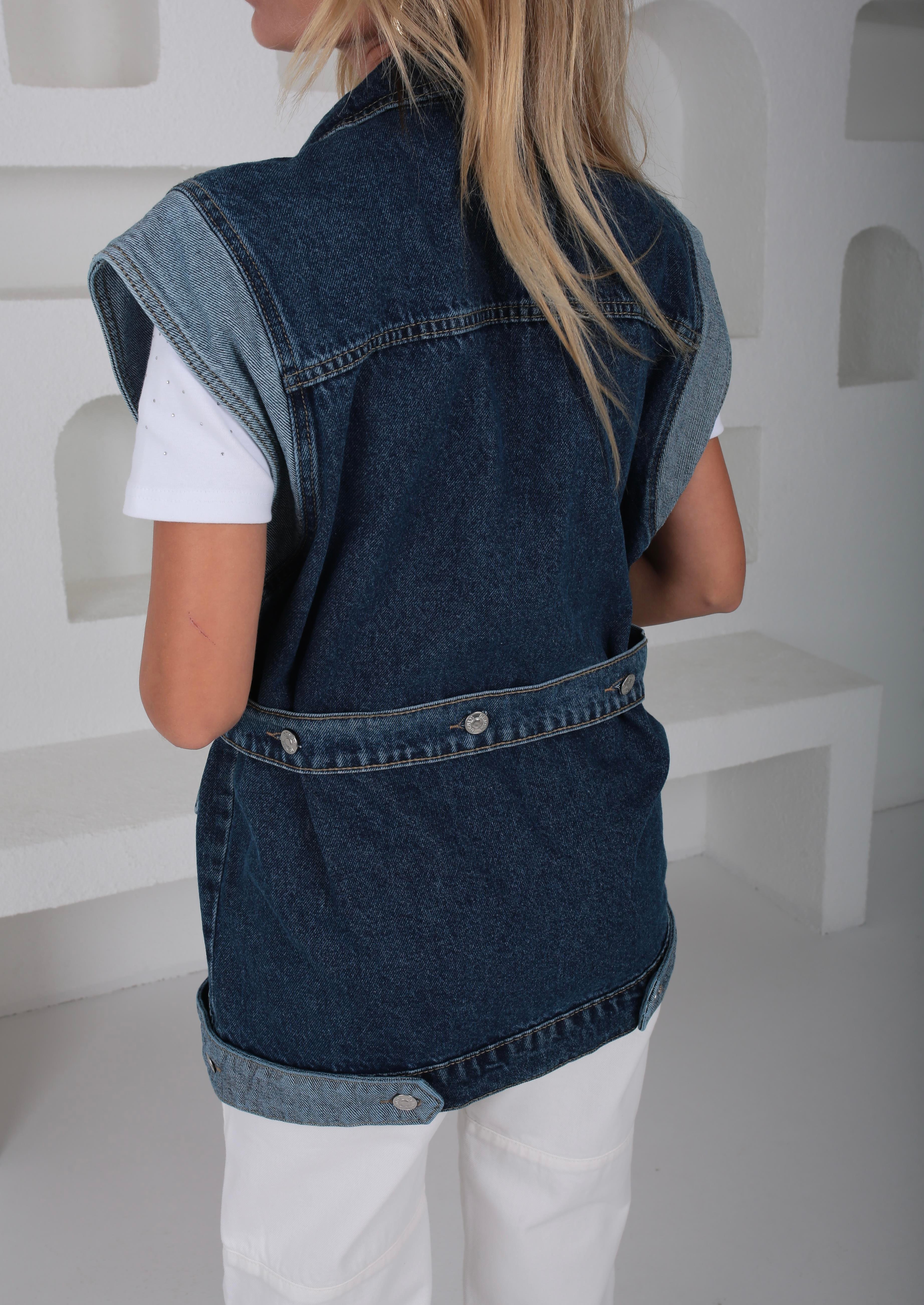 Garnili Kancalı Denim Yelek YELEK