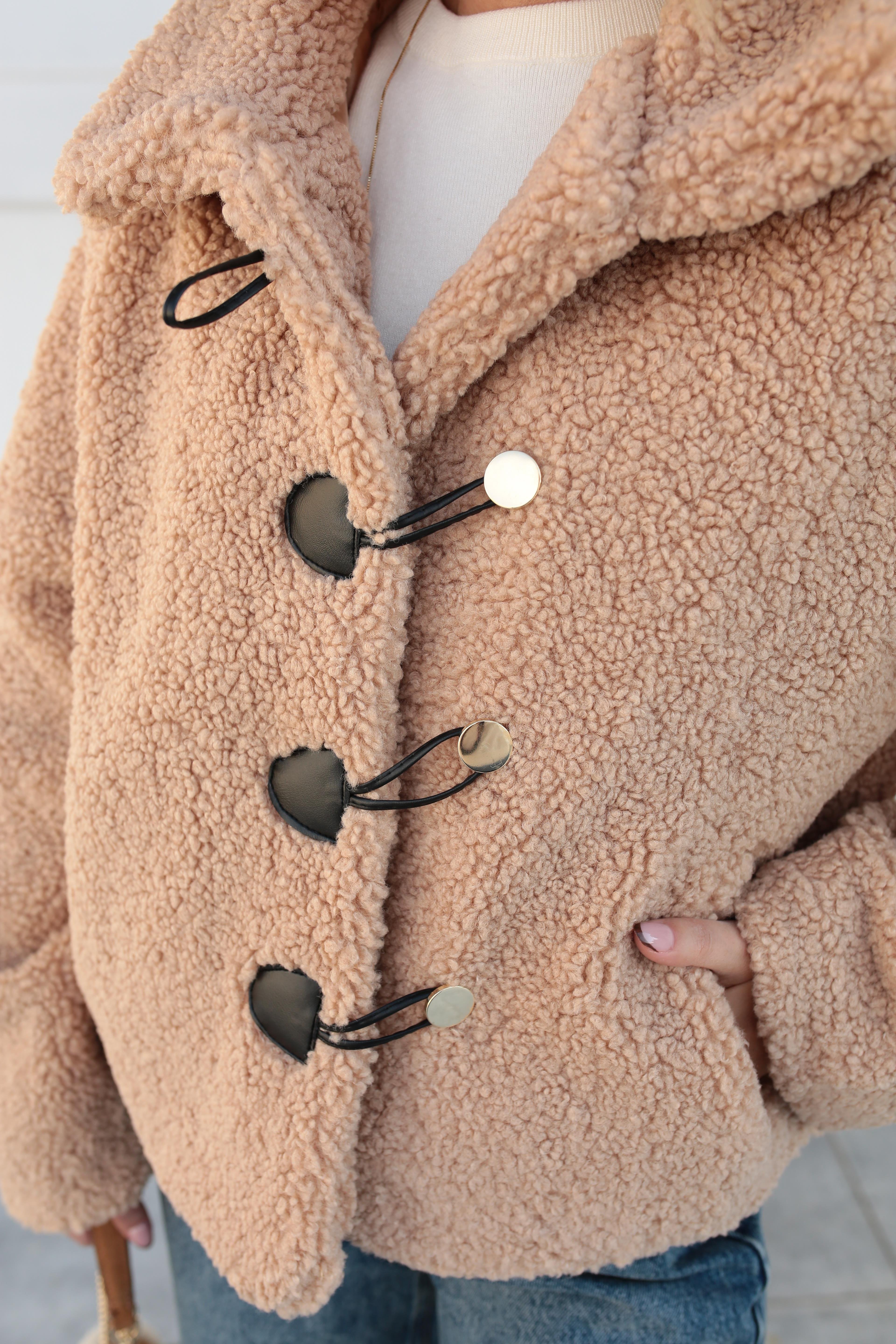 Gold Düğme Detay Camel Teddy Kaban KABAN