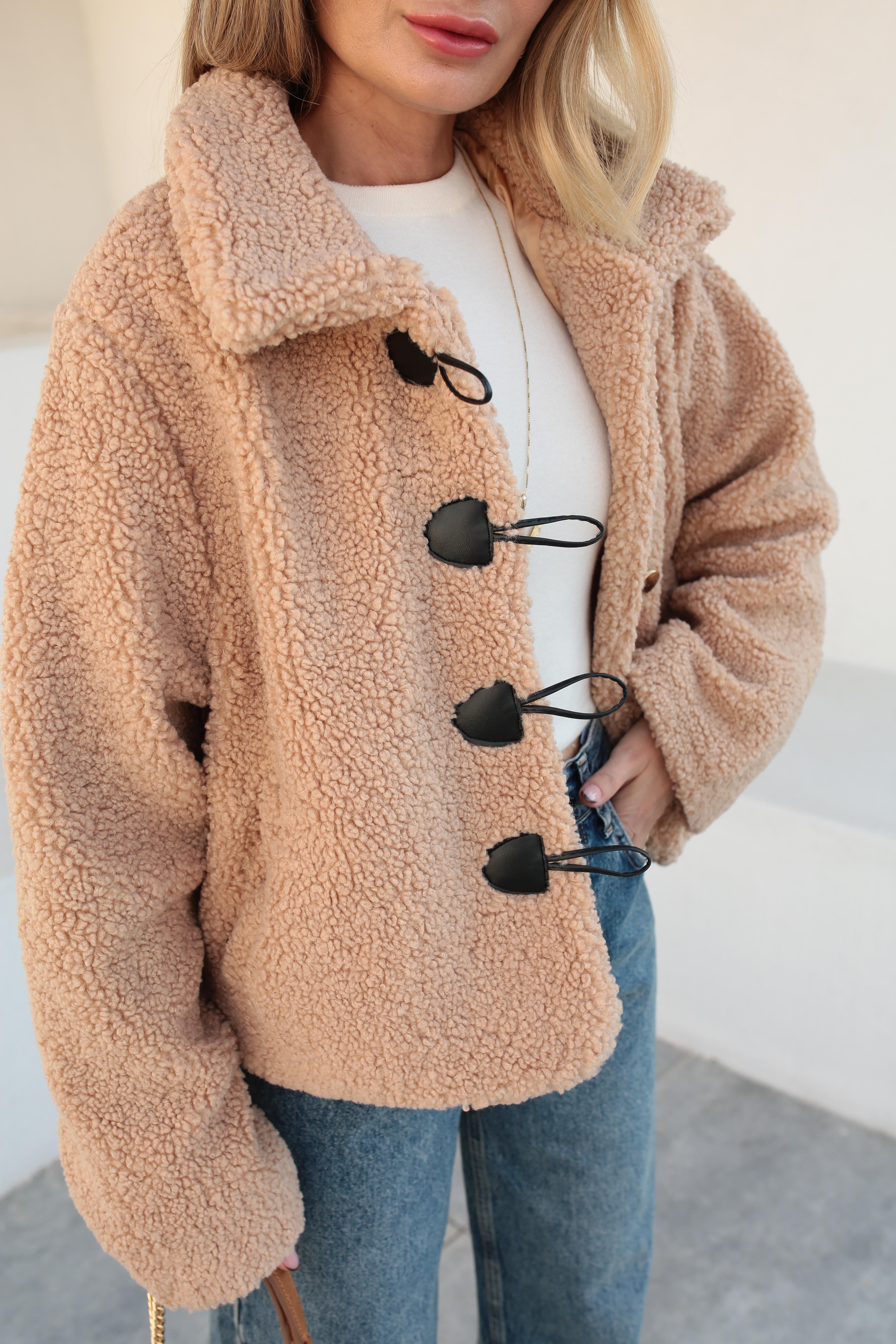 Gold Düğme Detay Camel Teddy Kaban KABAN