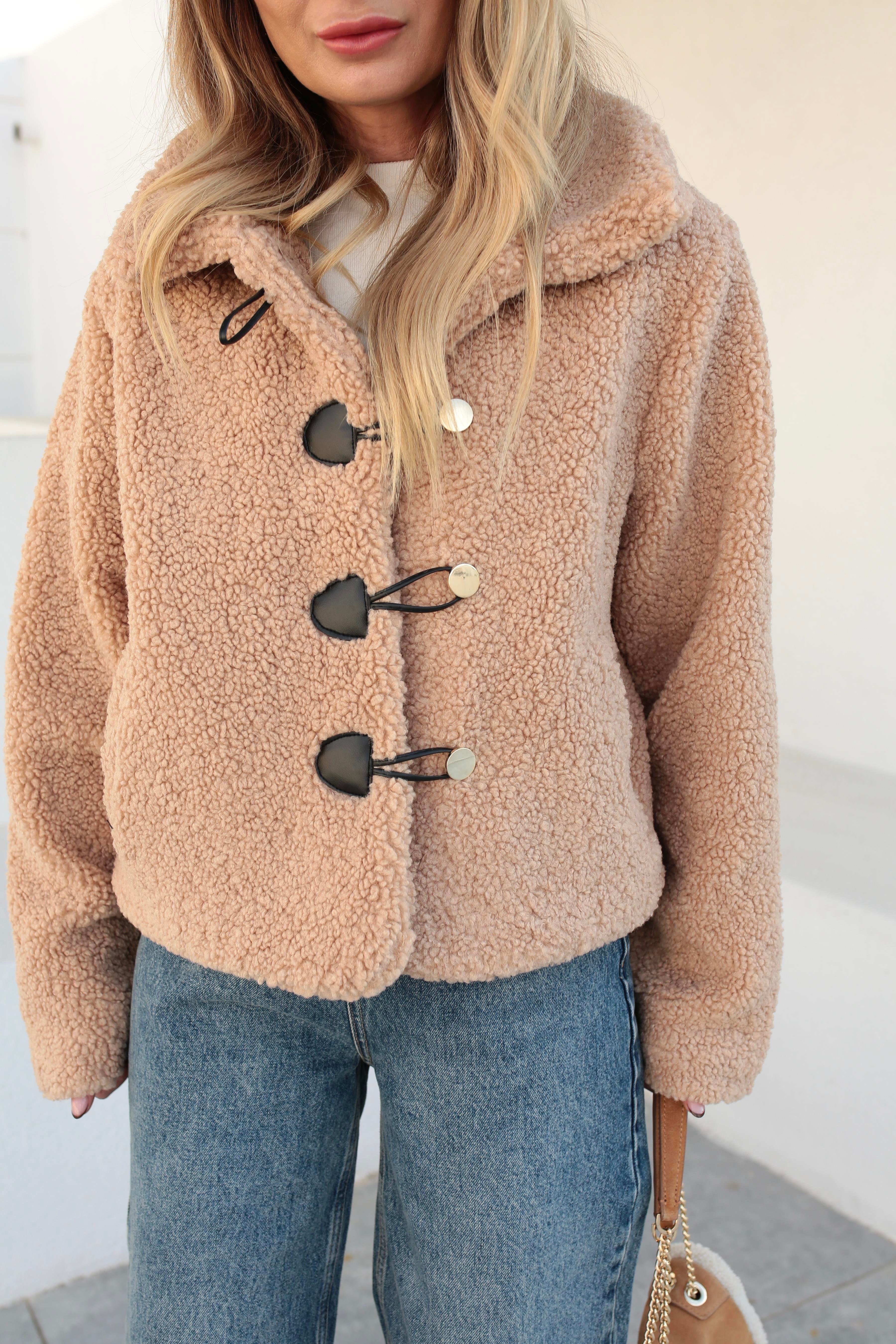 Gold Düğme Detay Camel Teddy Kaban KABAN