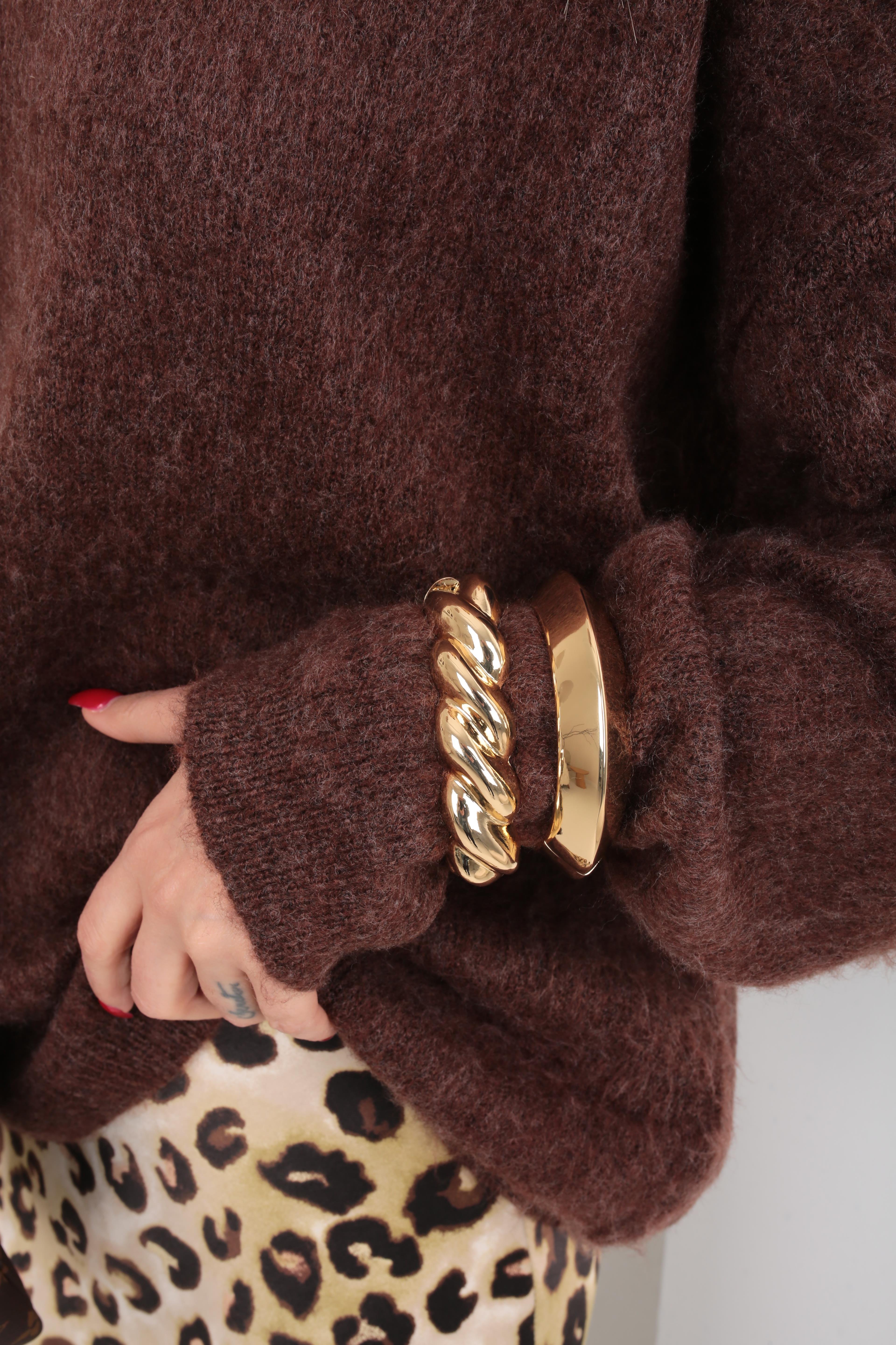 Gold Düz Kalın Kelepçe BİLEZİK VE BİLEKLİK