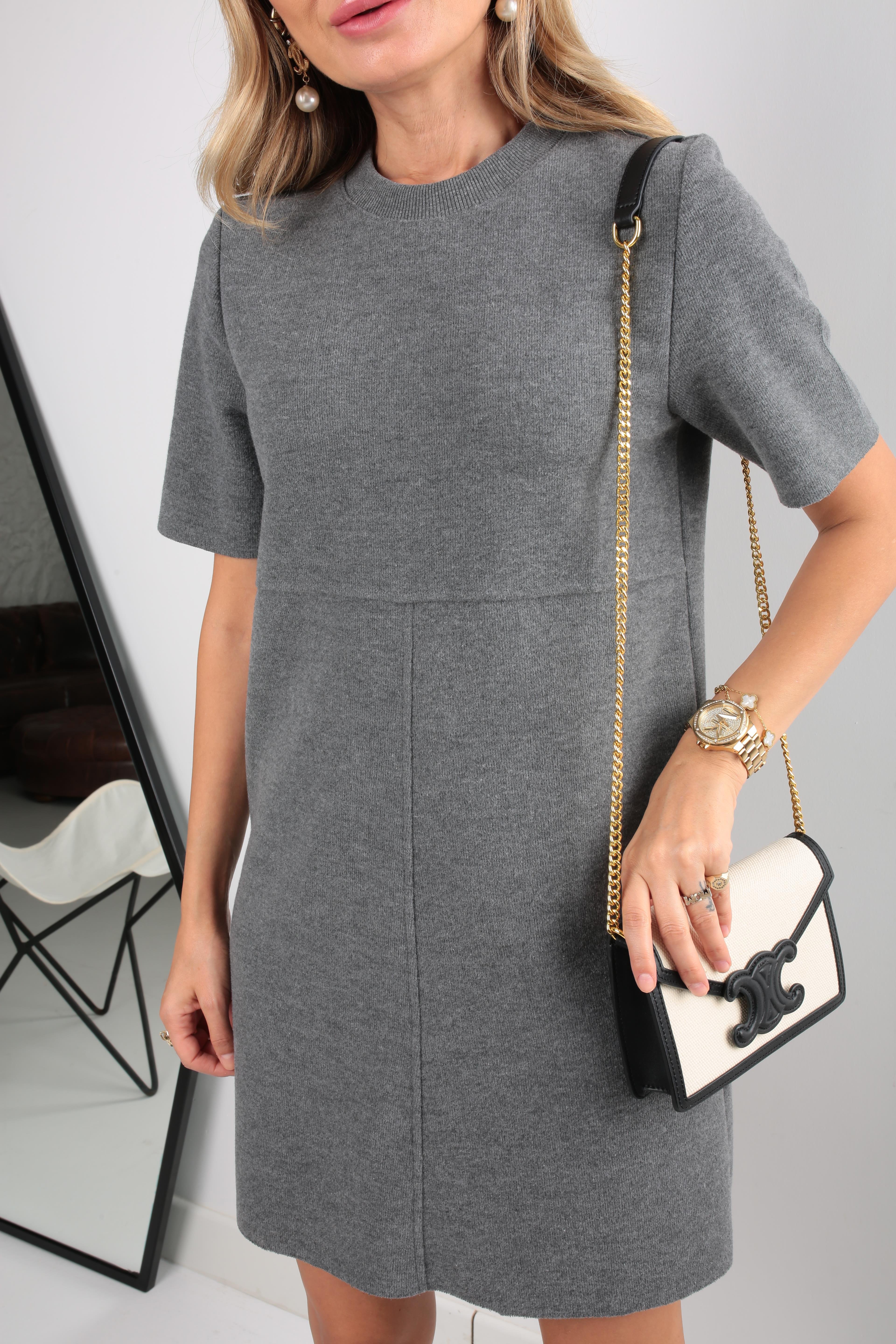 Gri Örme Triko Elbise ELBİSE