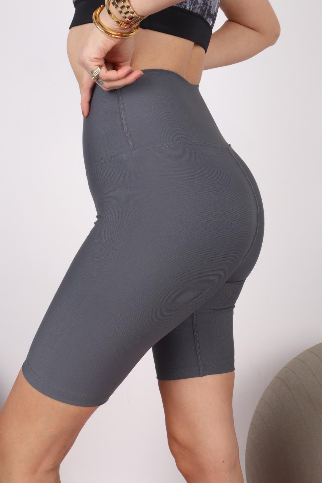 Gri Toparlayıcı Biker Tayt TAYT